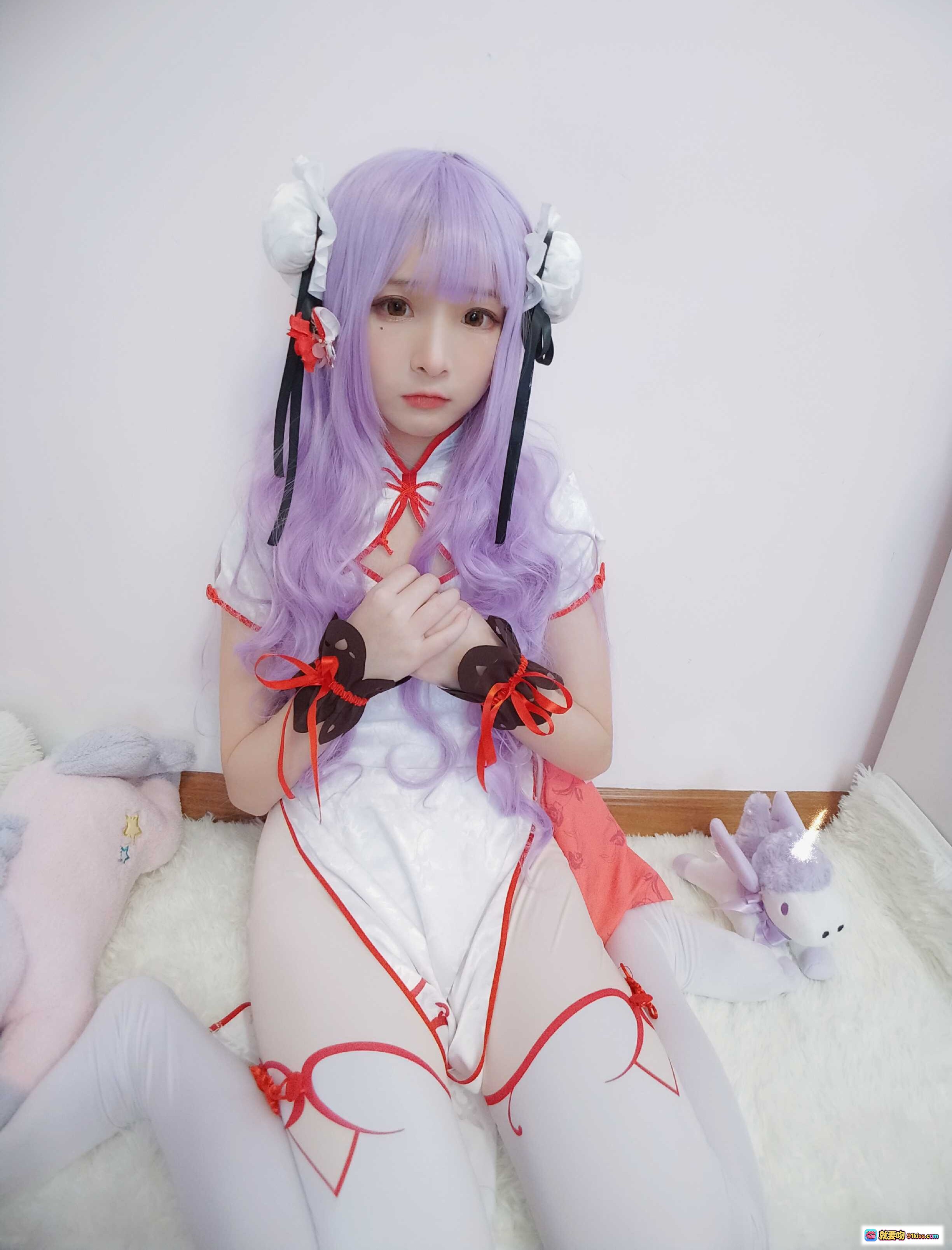 图片[5] - 古川NO.009独角兽cosplay紫发双马尾白裙红饰萌系少女写真 - 就要吻