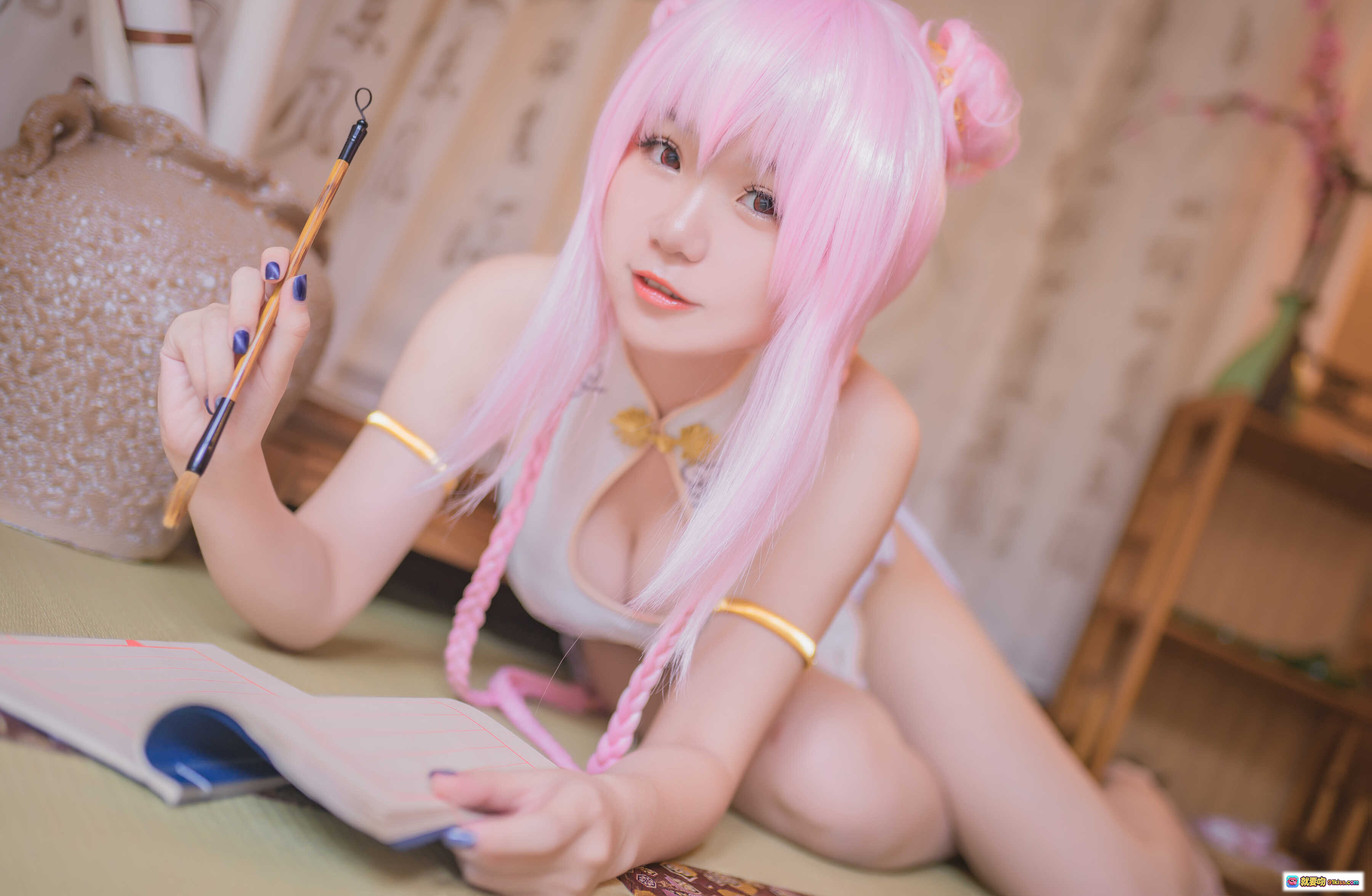 图片[3] - Yoko宅夏NO.021索尼子旗袍写真 18P163MB 足部特写毛笔互动 日式和风少女摄影 精致细节高清图集 - 就要吻