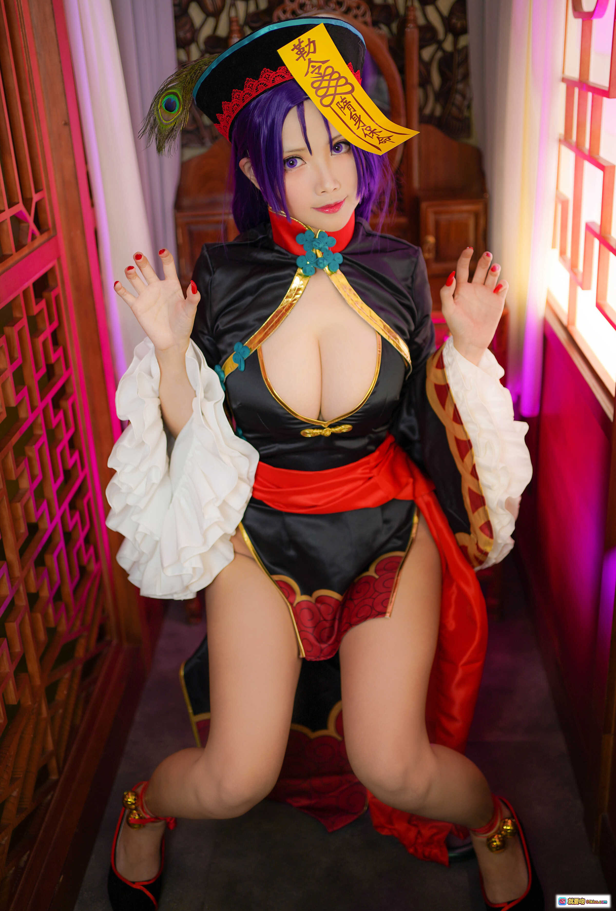图片[5] - KaYa萱 NO.024 僵尸酒吞 Cosplay写真 20P 44MB 紫发旗袍美腿高跟鞋 东方幻想风性感造型 - 就要吻