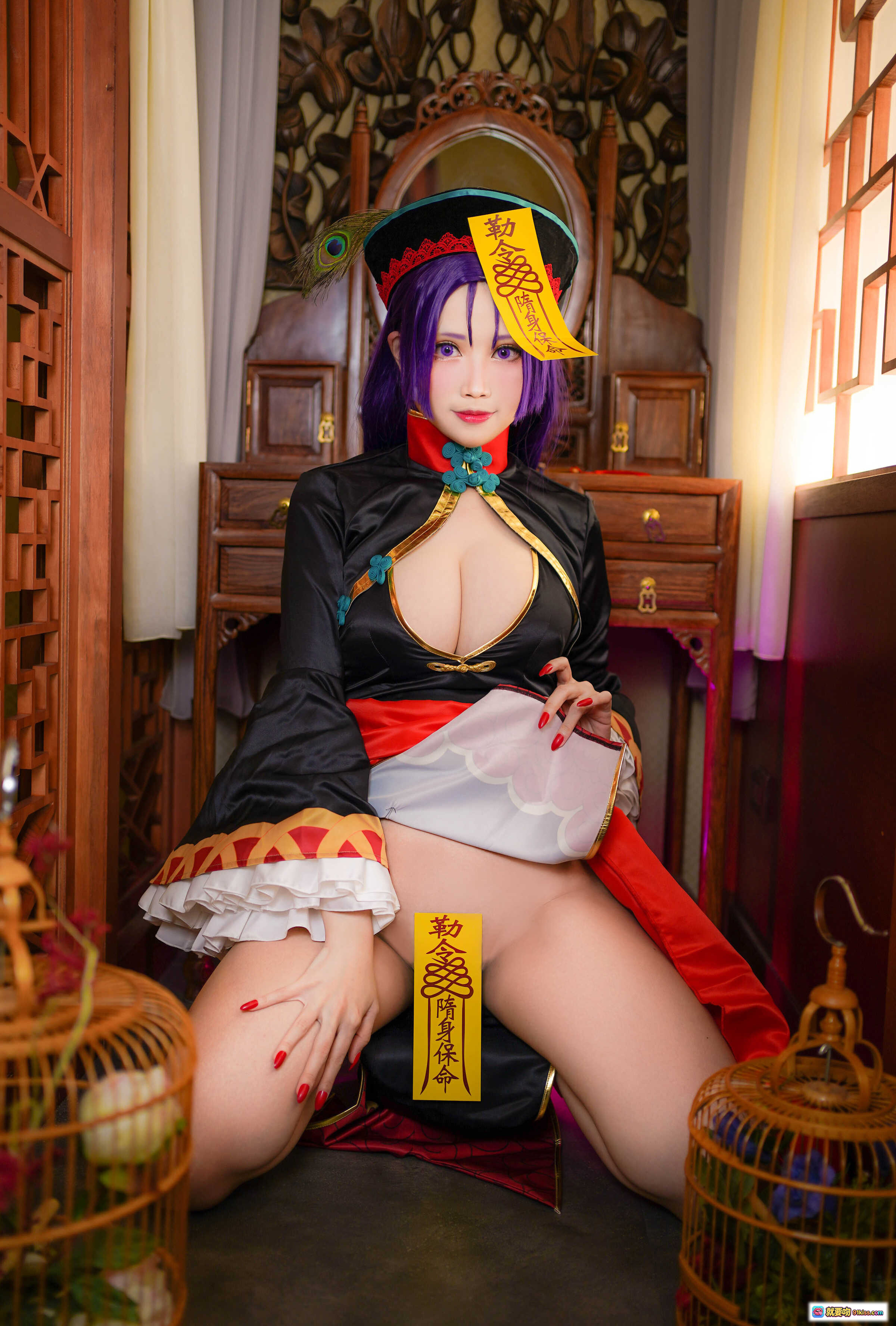 图片[4] - KaYa萱 NO.024 僵尸酒吞 Cosplay写真 20P 44MB 紫发旗袍美腿高跟鞋 东方幻想风性感造型 - 就要吻