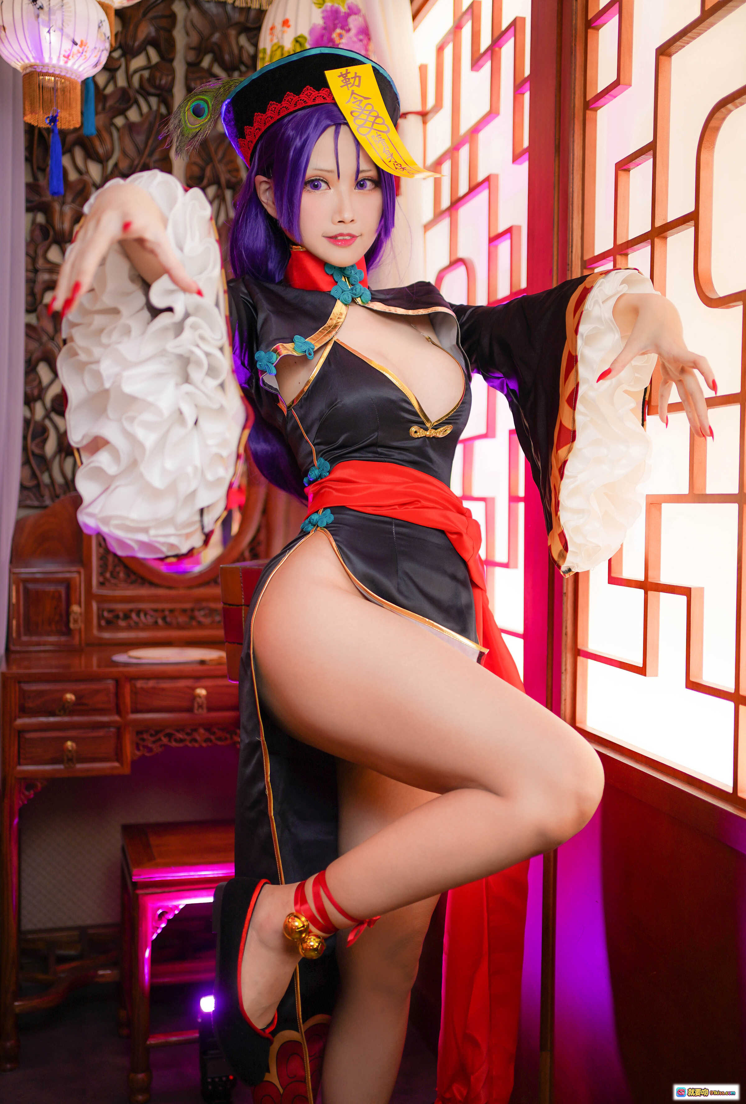 图片[3] - KaYa萱 NO.024 僵尸酒吞 Cosplay写真 20P 44MB 紫发旗袍美腿高跟鞋 东方幻想风性感造型 - 就要吻