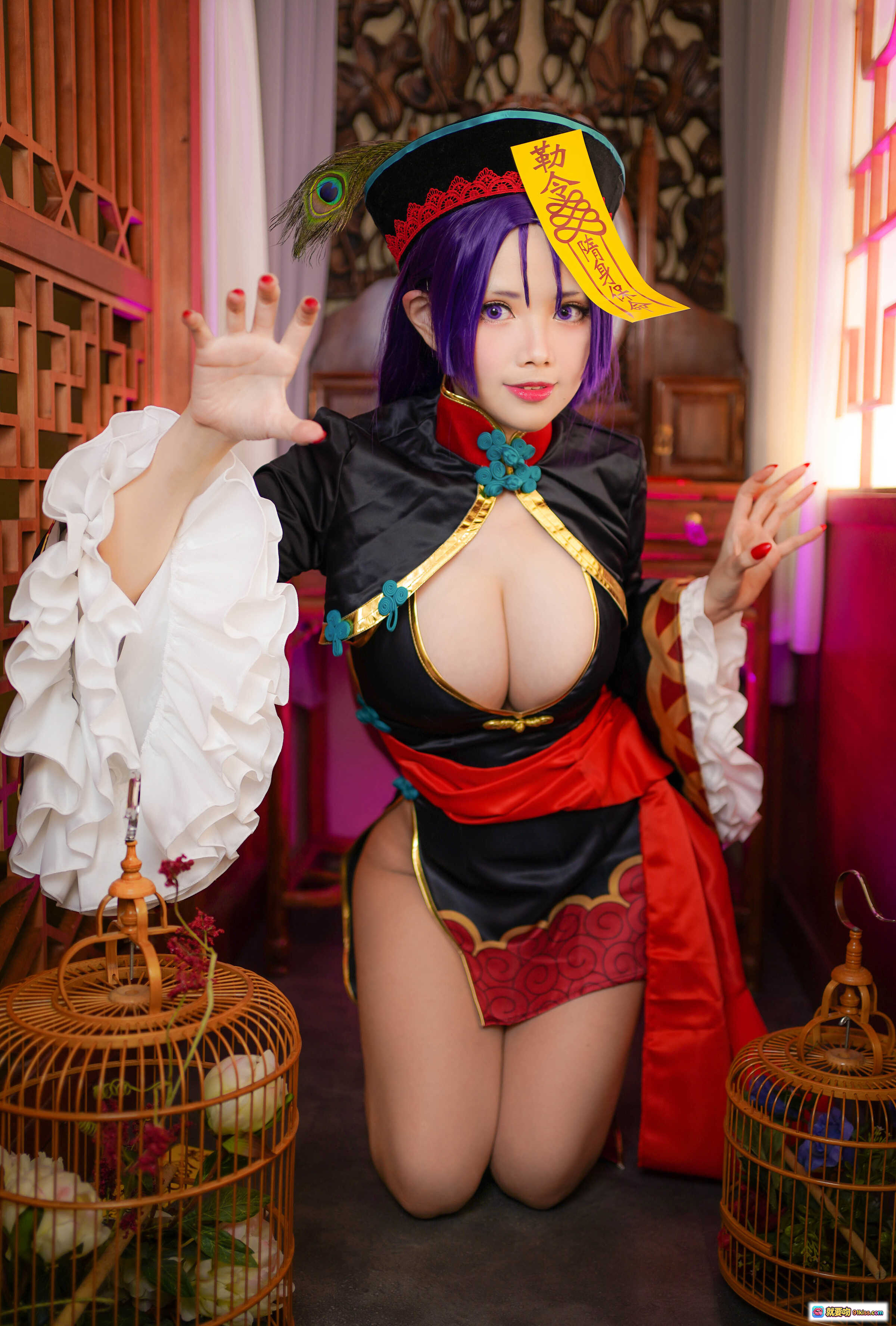 图片[7] - KaYa萱 NO.024 僵尸酒吞 Cosplay写真 20P 44MB 紫发旗袍美腿高跟鞋 东方幻想风性感造型 - 就要吻