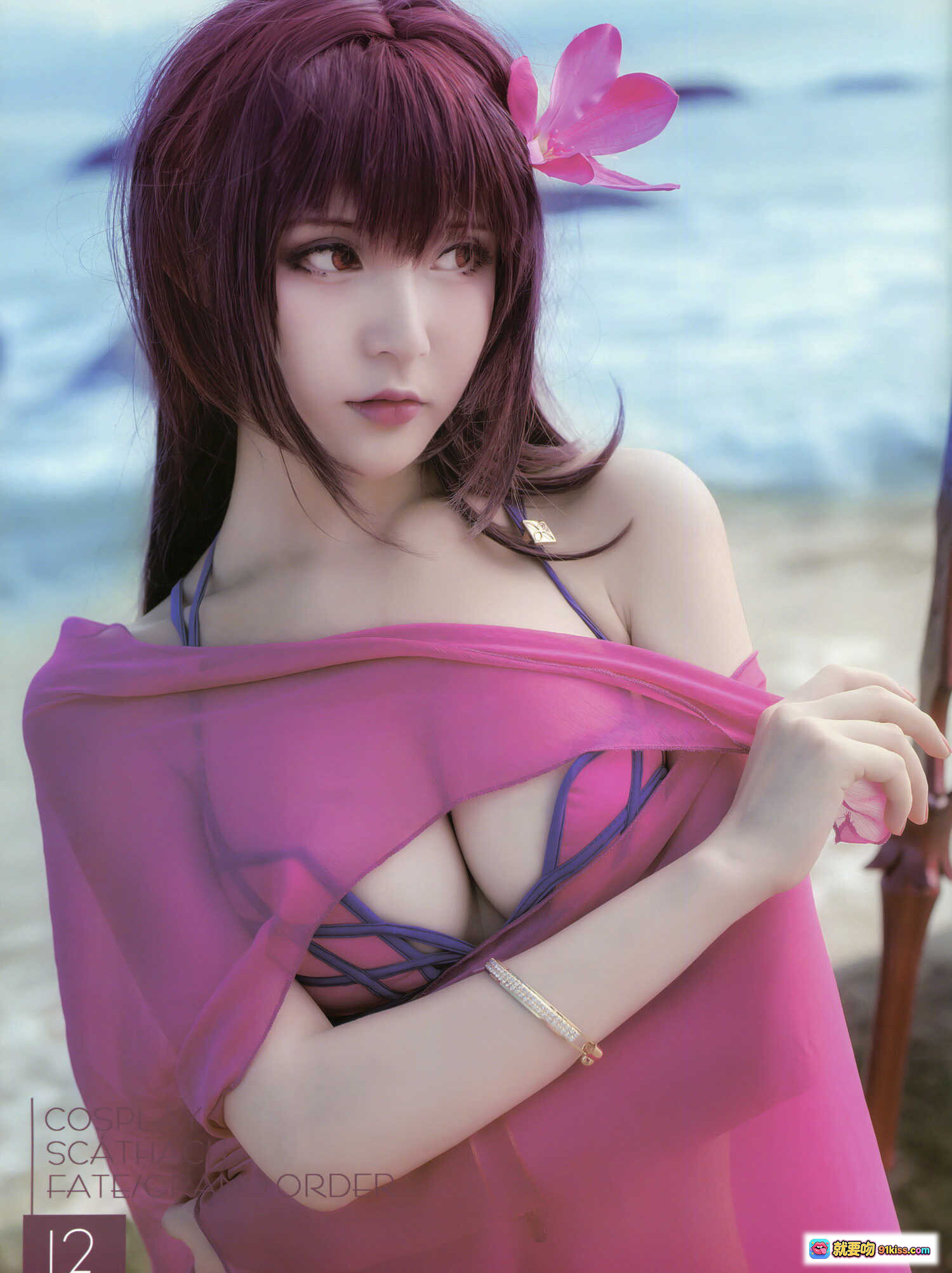 图片[7] - 斯卡哈泳装cosplay写真集｜海边粉色系比基尼造型｜MAOU NO.001个人版第19页｜20P高清图集 - 就要吻