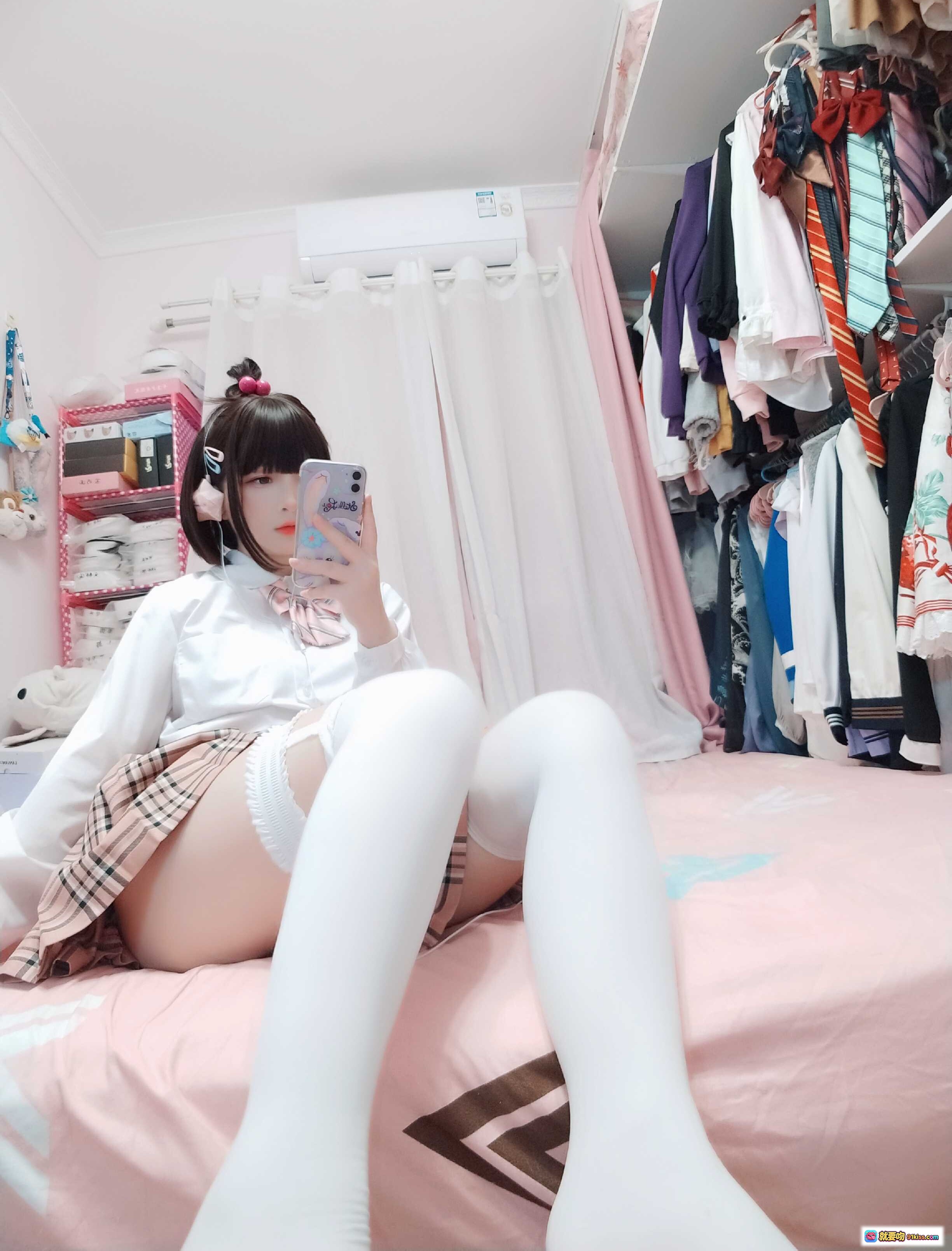 图片[2] - 古川NO.037白丝JK制服写真 甜美少女粉裙白袜学院风41P高清图集 - 就要吻