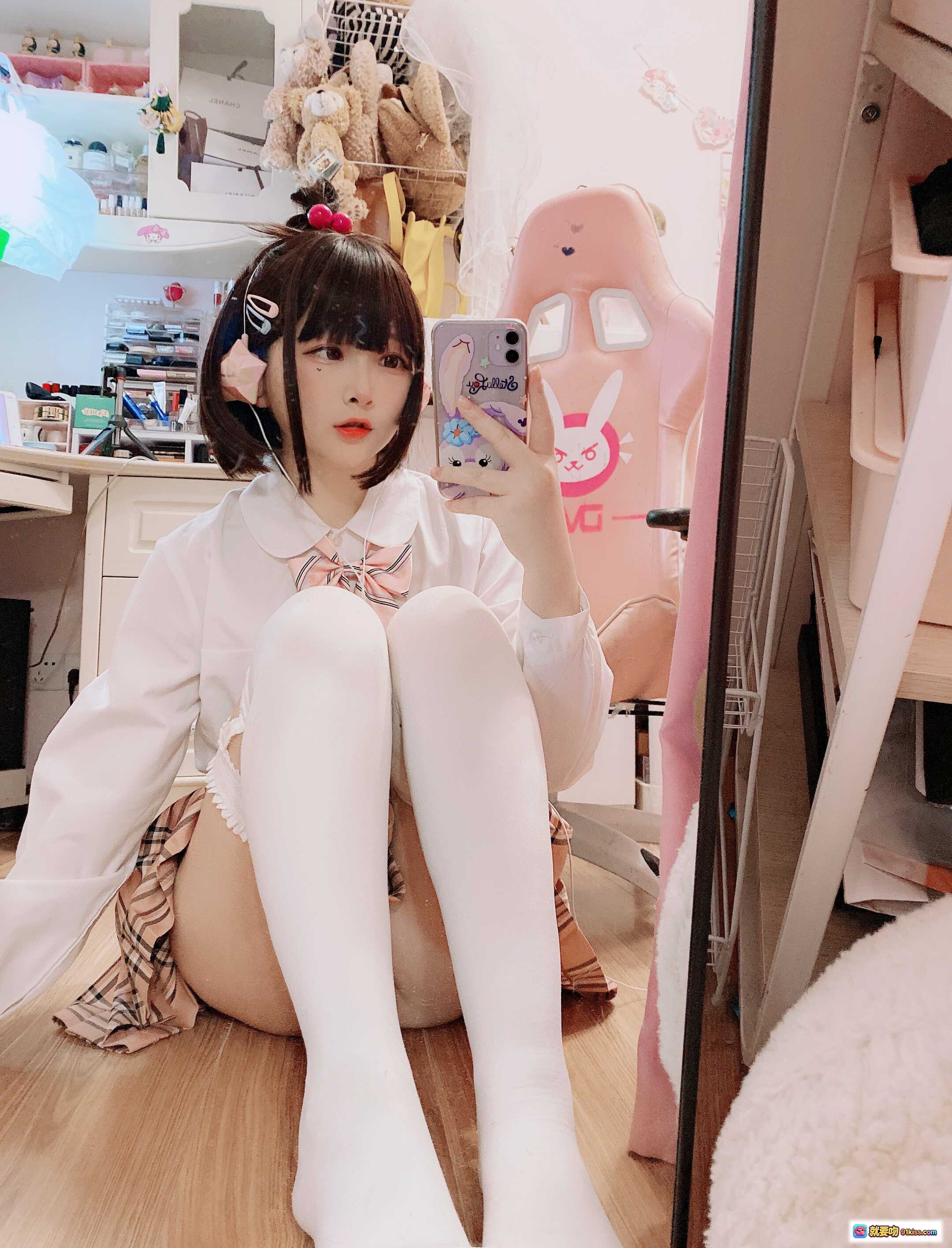 图片[3] - 古川NO.037白丝JK制服写真 甜美少女粉裙白袜学院风41P高清图集 - 就要吻