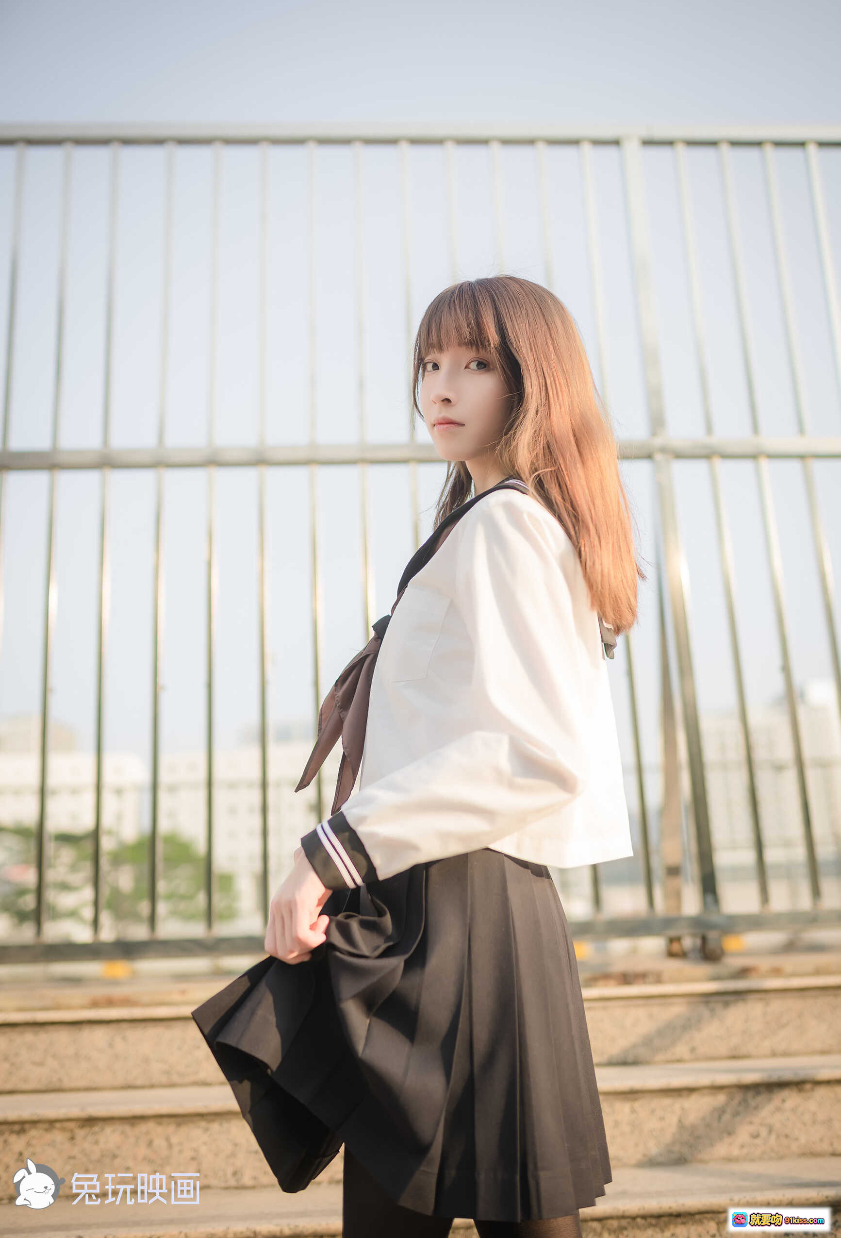 图片[6] - 祖木子NO.022黄昏JK写真｜白色水手服黑裙黑丝少女感日系校园风高清图集 - 就要吻