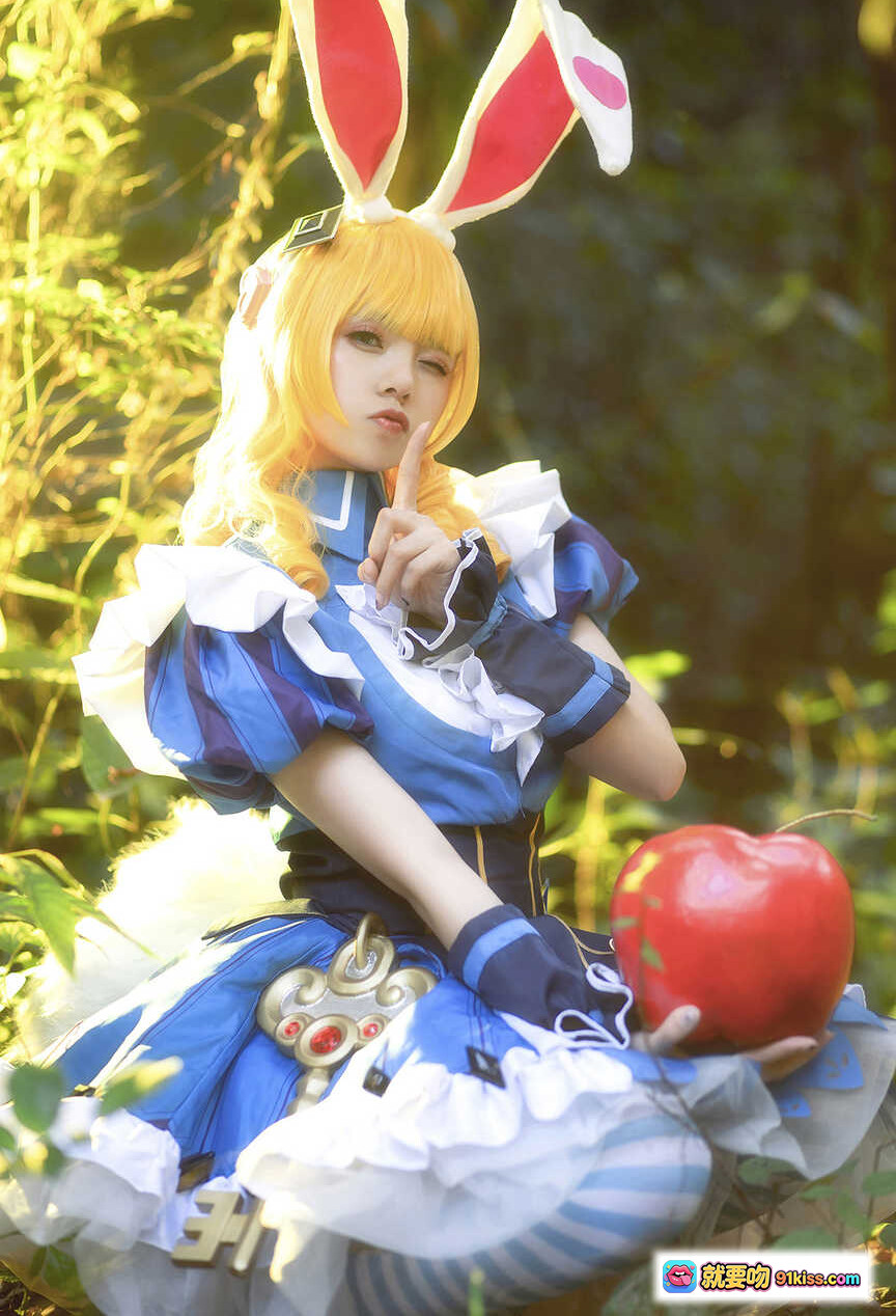 图片[4] - 小野妹子W NO.022 妲己cosplay 蓝白兔女郎装 森林光影写真 金发兔耳少女 甜美可爱风 精致服饰细节 15P高清图集 - 就要吻