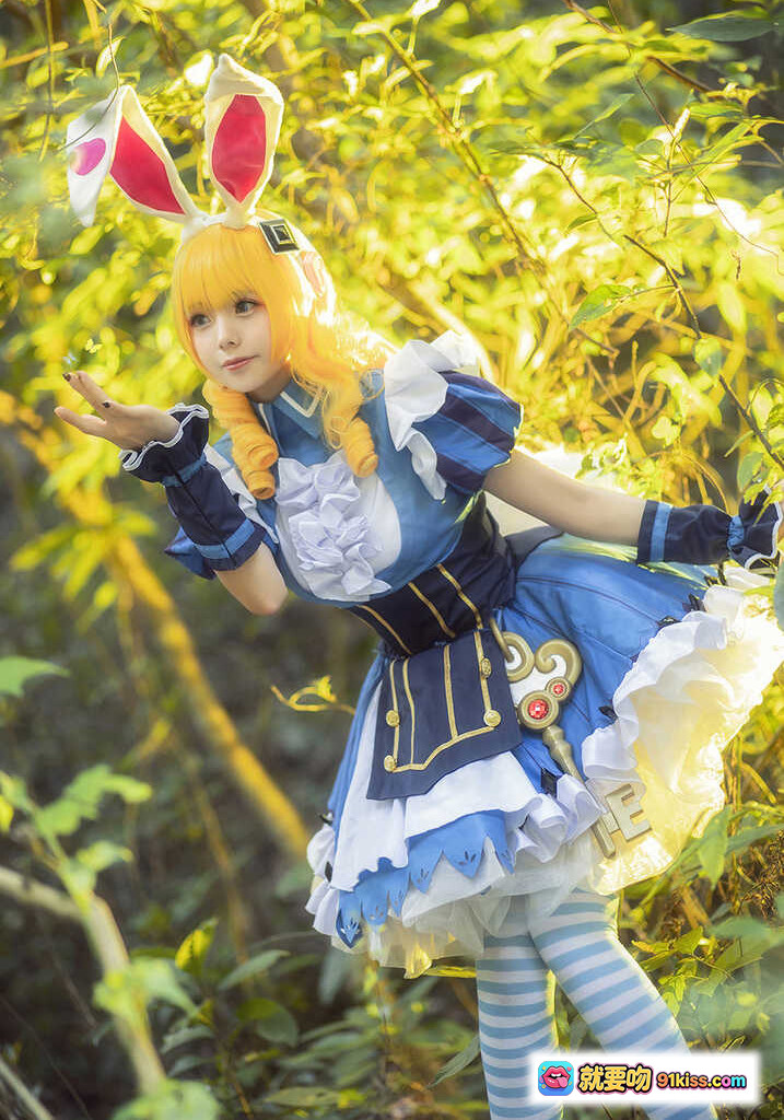 图片[9] - 小野妹子W NO.022 妲己cosplay 蓝白兔女郎装 森林光影写真 金发兔耳少女 甜美可爱风 精致服饰细节 15P高清图集 - 就要吻