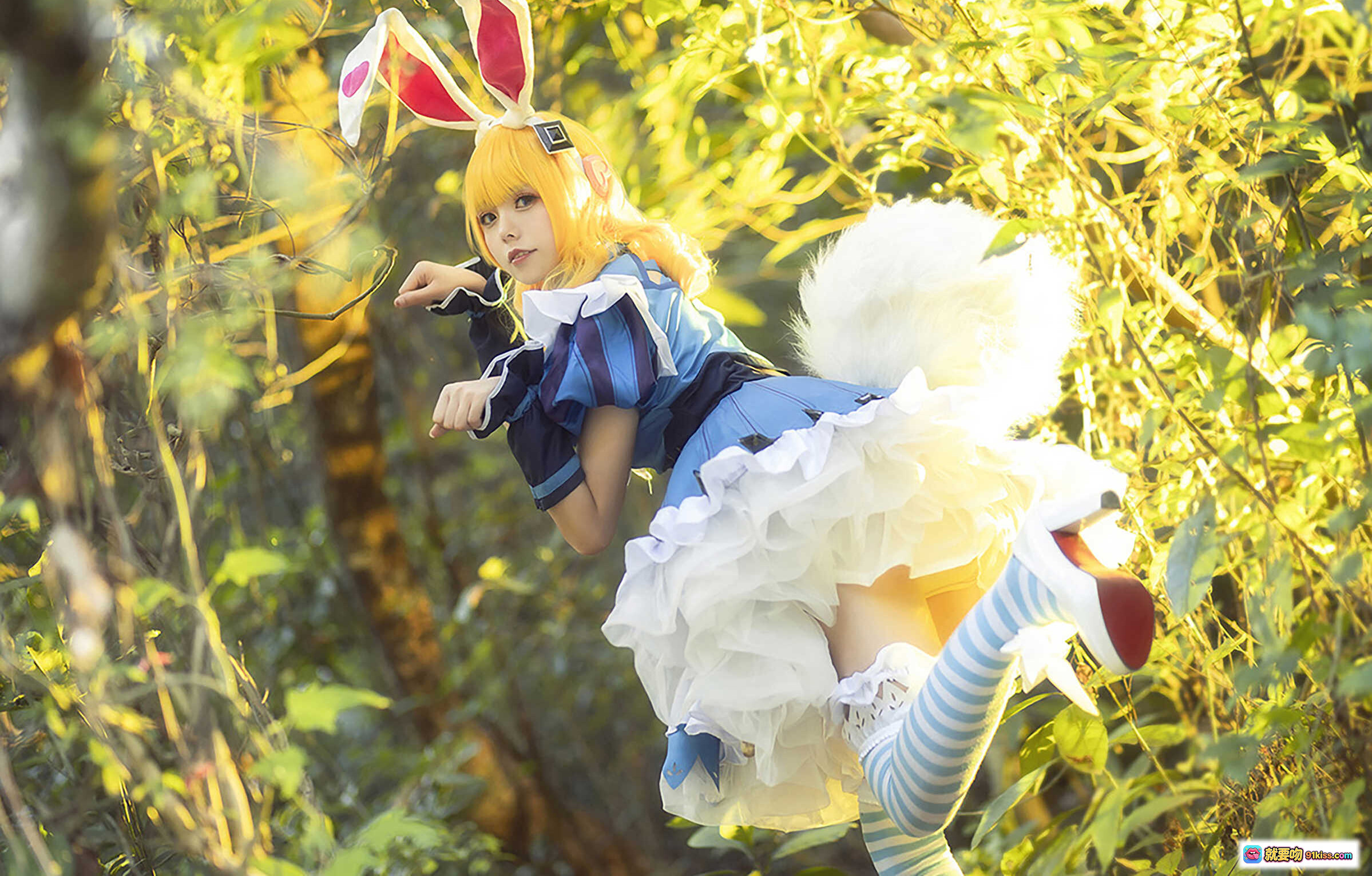 图片[3] - 小野妹子W NO.022 妲己cosplay 蓝白兔女郎装 森林光影写真 金发兔耳少女 甜美可爱风 精致服饰细节 15P高清图集 - 就要吻