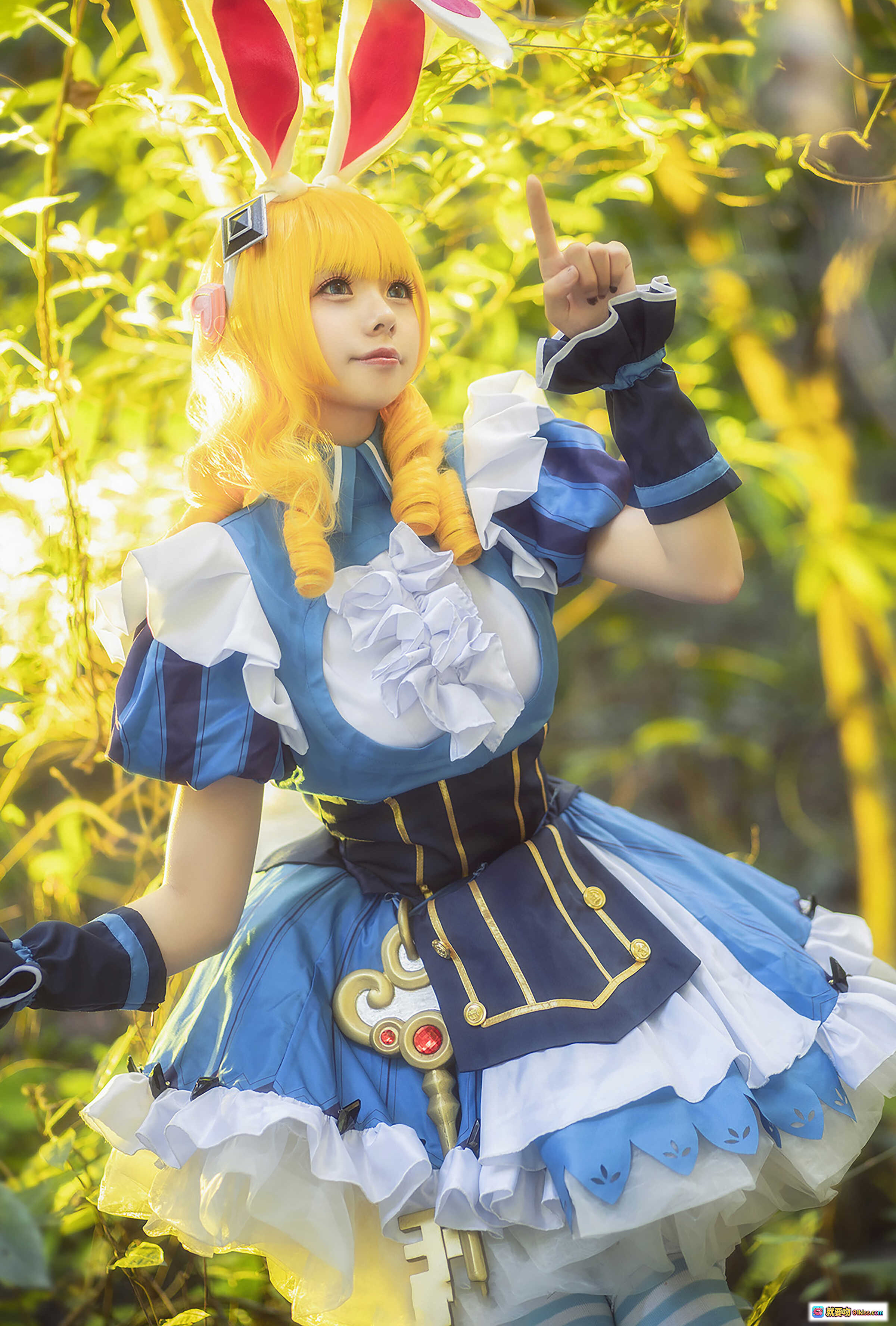 图片[5] - 小野妹子W NO.022 妲己cosplay 蓝白兔女郎装 森林光影写真 金发兔耳少女 甜美可爱风 精致服饰细节 15P高清图集 - 就要吻