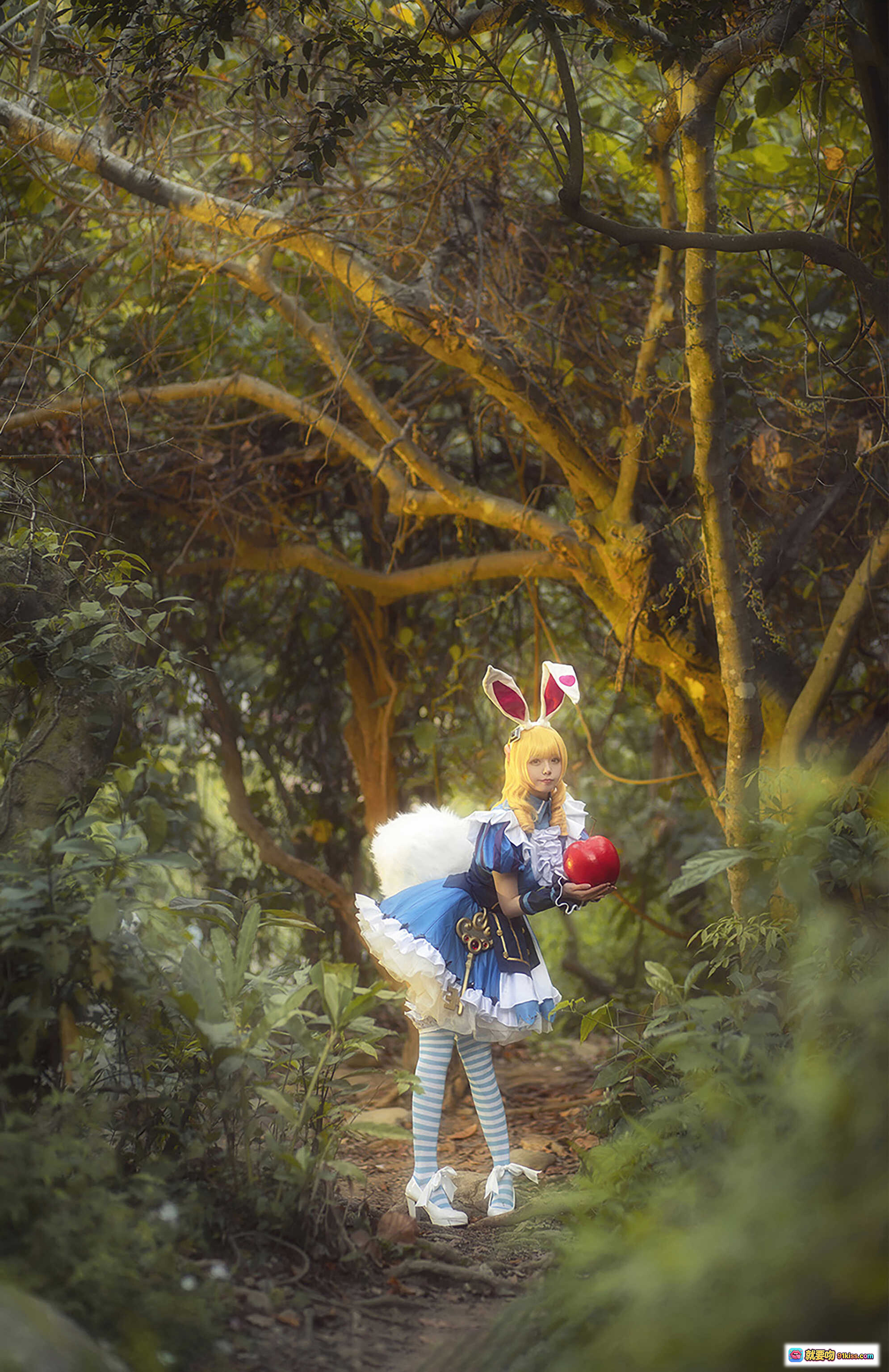 图片[10] - 小野妹子W NO.022 妲己cosplay 蓝白兔女郎装 森林光影写真 金发兔耳少女 甜美可爱风 精致服饰细节 15P高清图集 - 就要吻