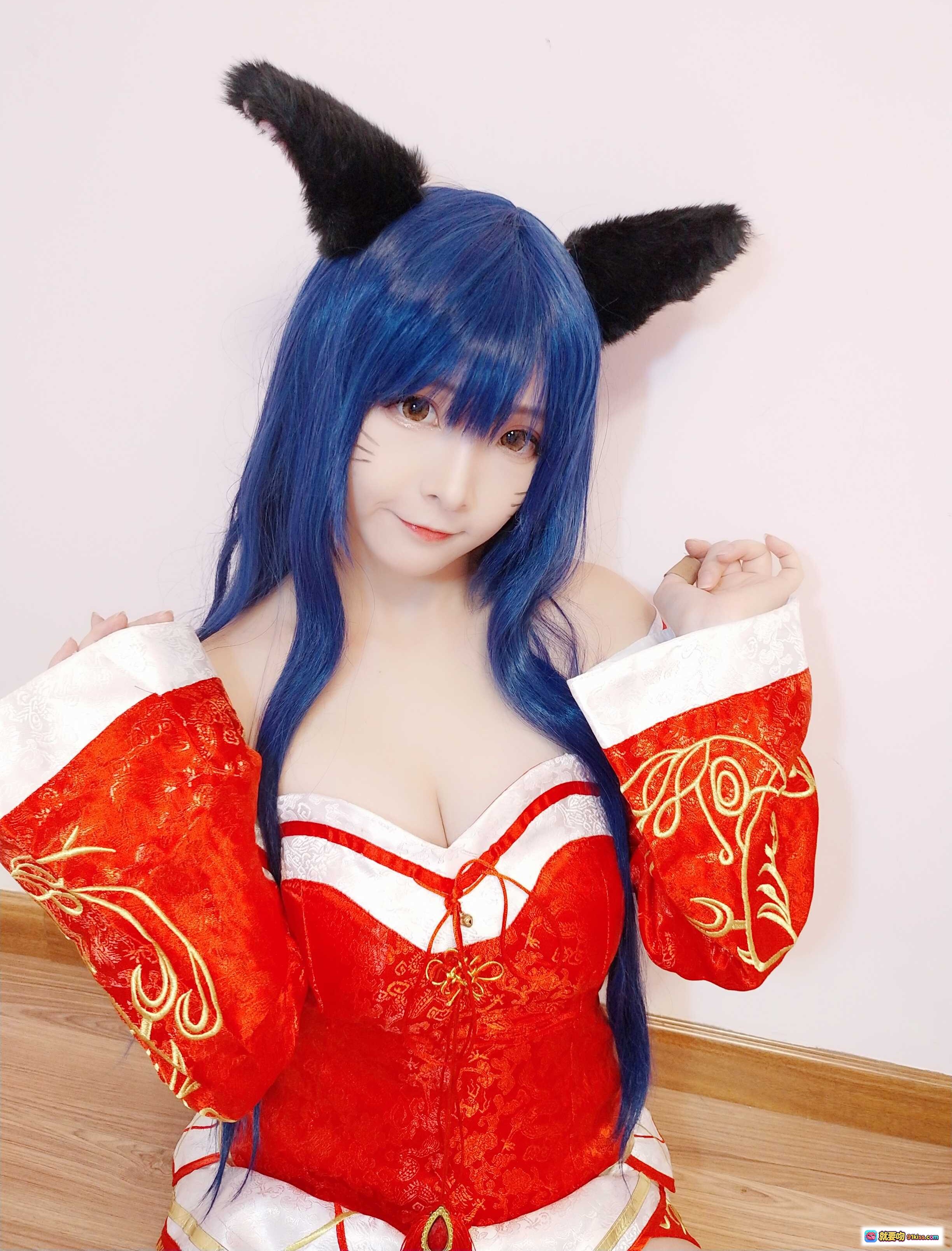 古川NO.004阿狸cosplay蓝发猫耳红白华丽服饰精致妆容甜美可爱角色扮演写真 - 就要吻