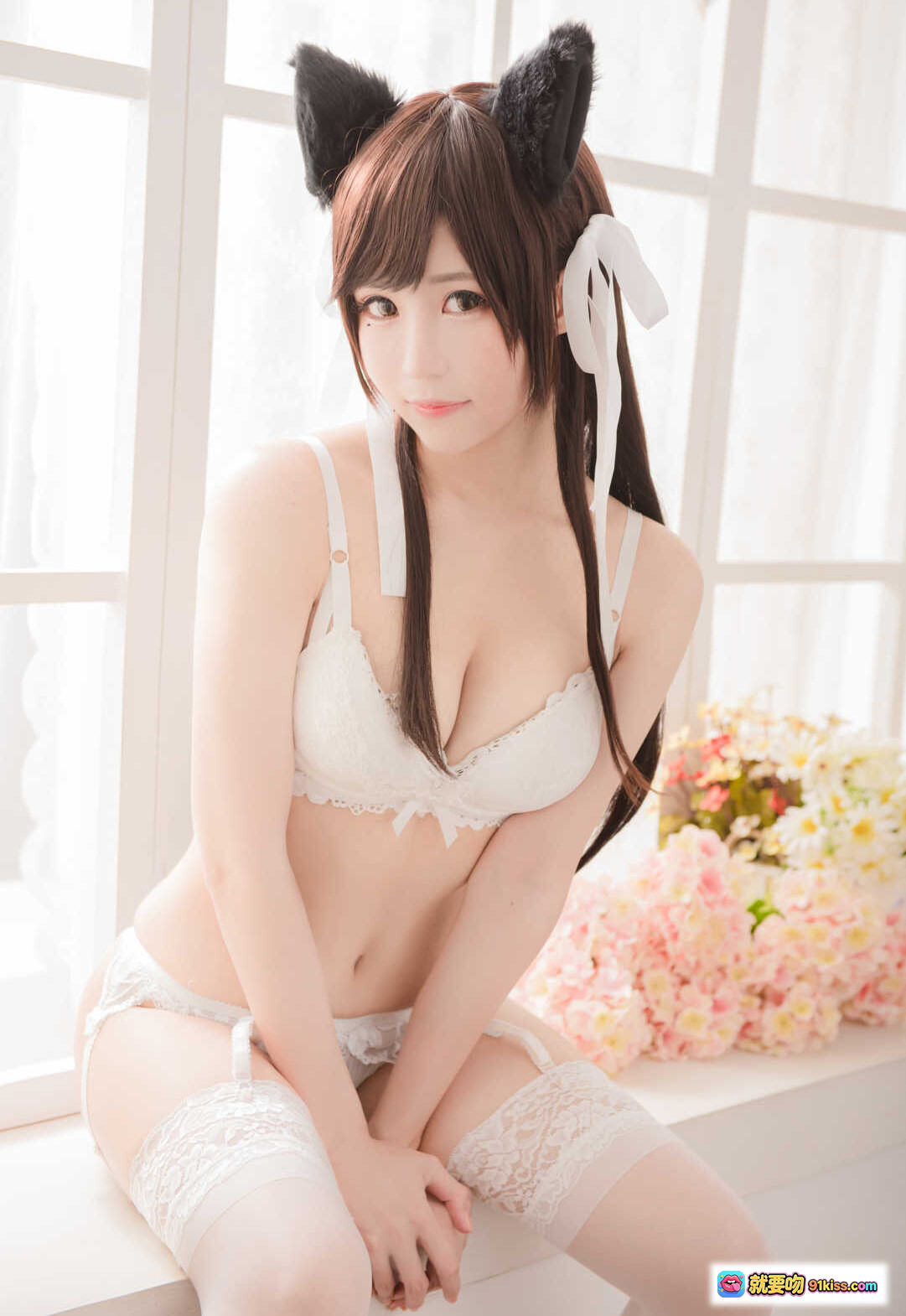 图片[10] - 白神泱NO.003白色内衣兽耳写真 甜美猫耳少女蕾丝吊带性感私房照 - 就要吻