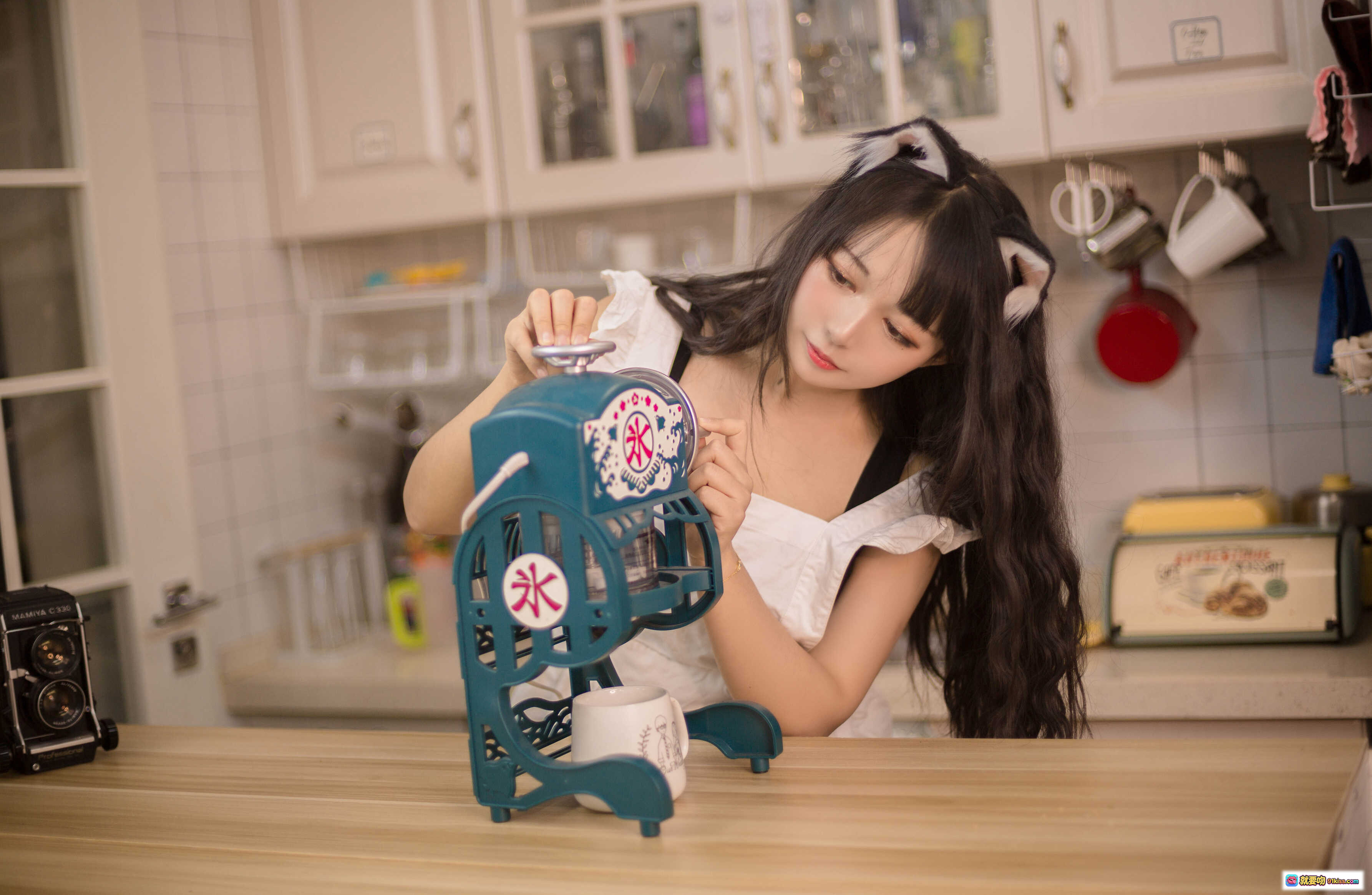 图片[5] - 黑猫猫OvO NO.006 厨房写真 猫耳少女 长发甜美 可爱萌系 11P高清图集 - 就要吻