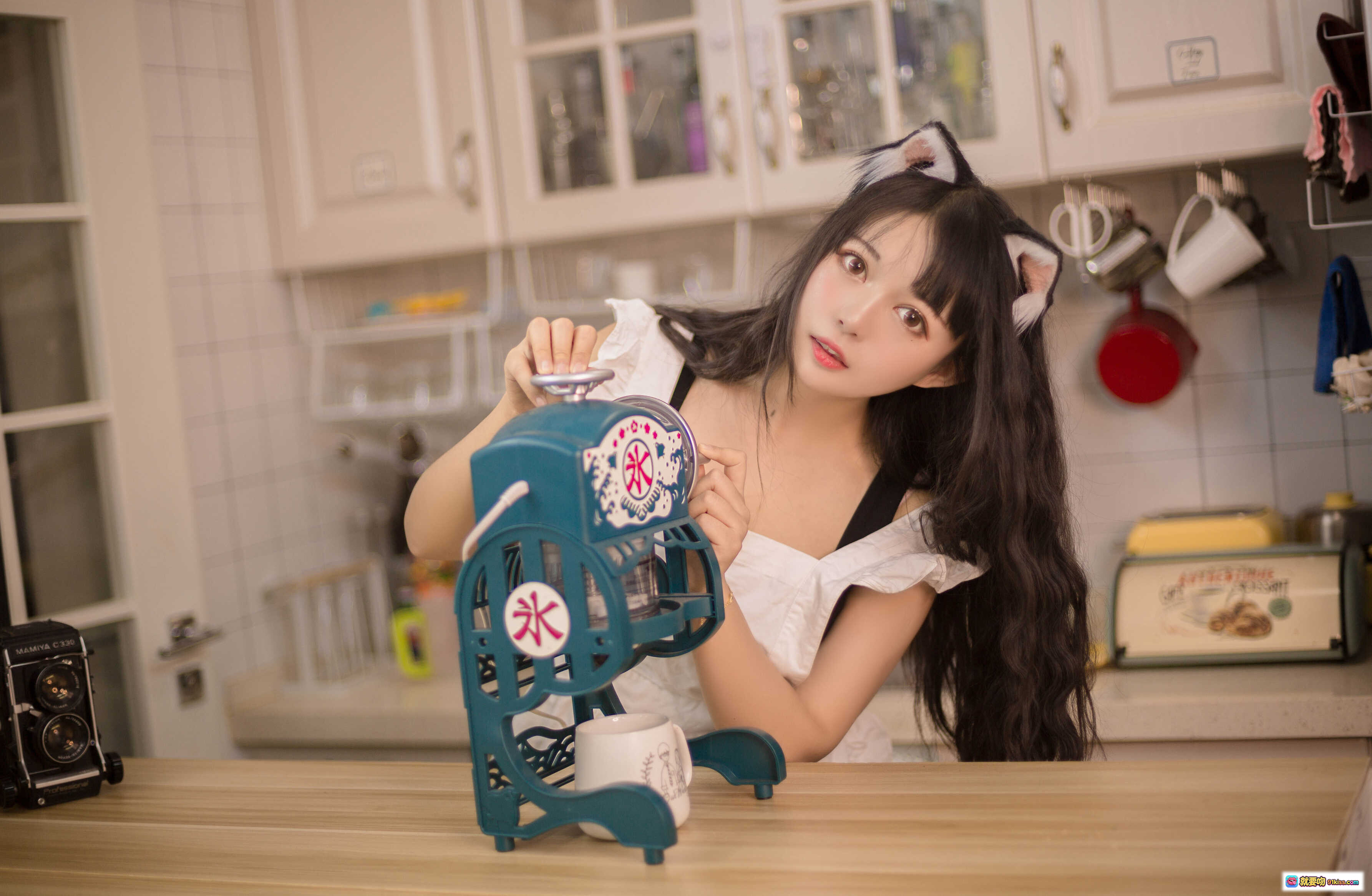 图片[10] - 黑猫猫OvO NO.006 厨房写真 猫耳少女 长发甜美 可爱萌系 11P高清图集 - 就要吻