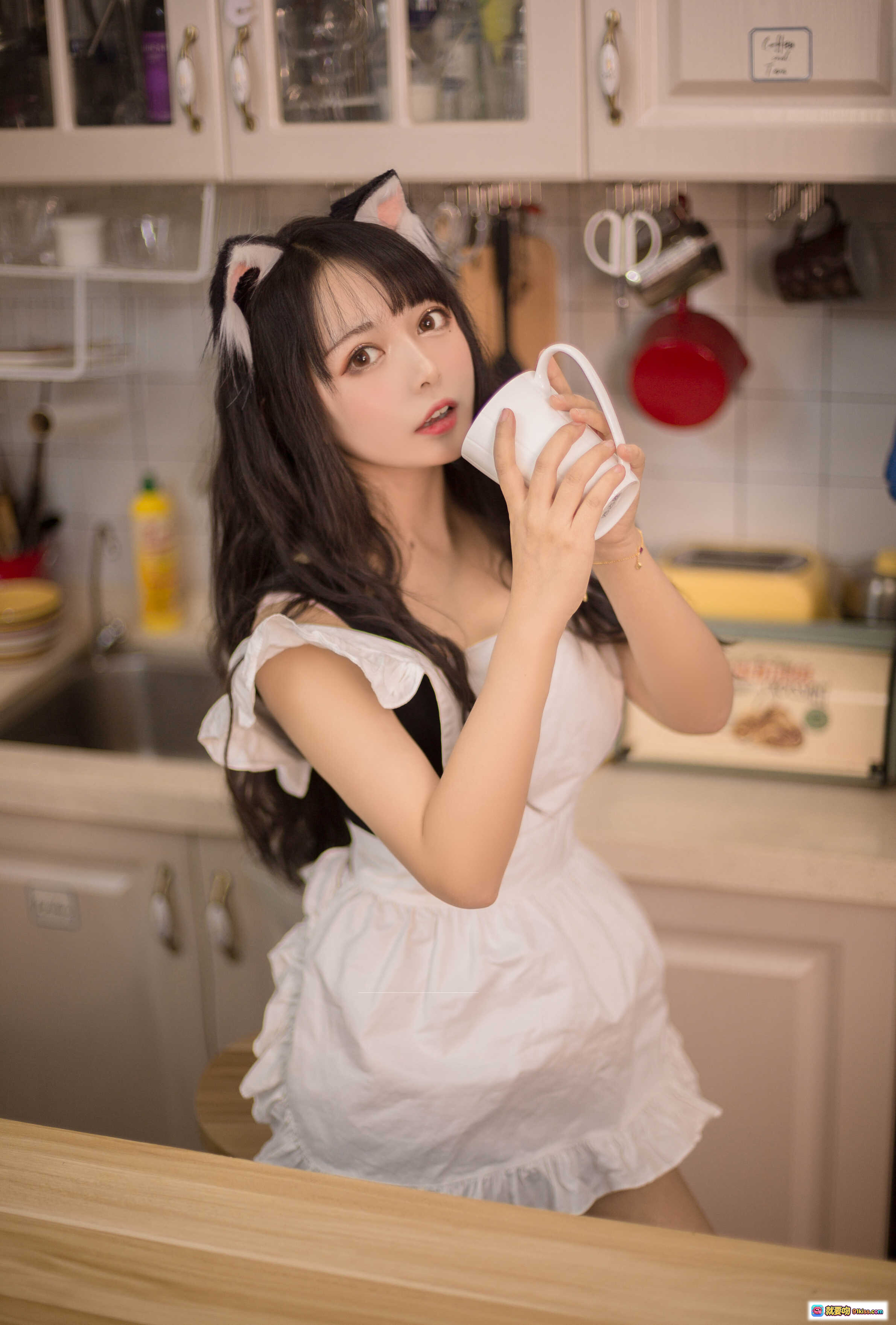 图片[3] - 黑猫猫OvO NO.006 厨房写真 猫耳少女 长发甜美 可爱萌系 11P高清图集 - 就要吻
