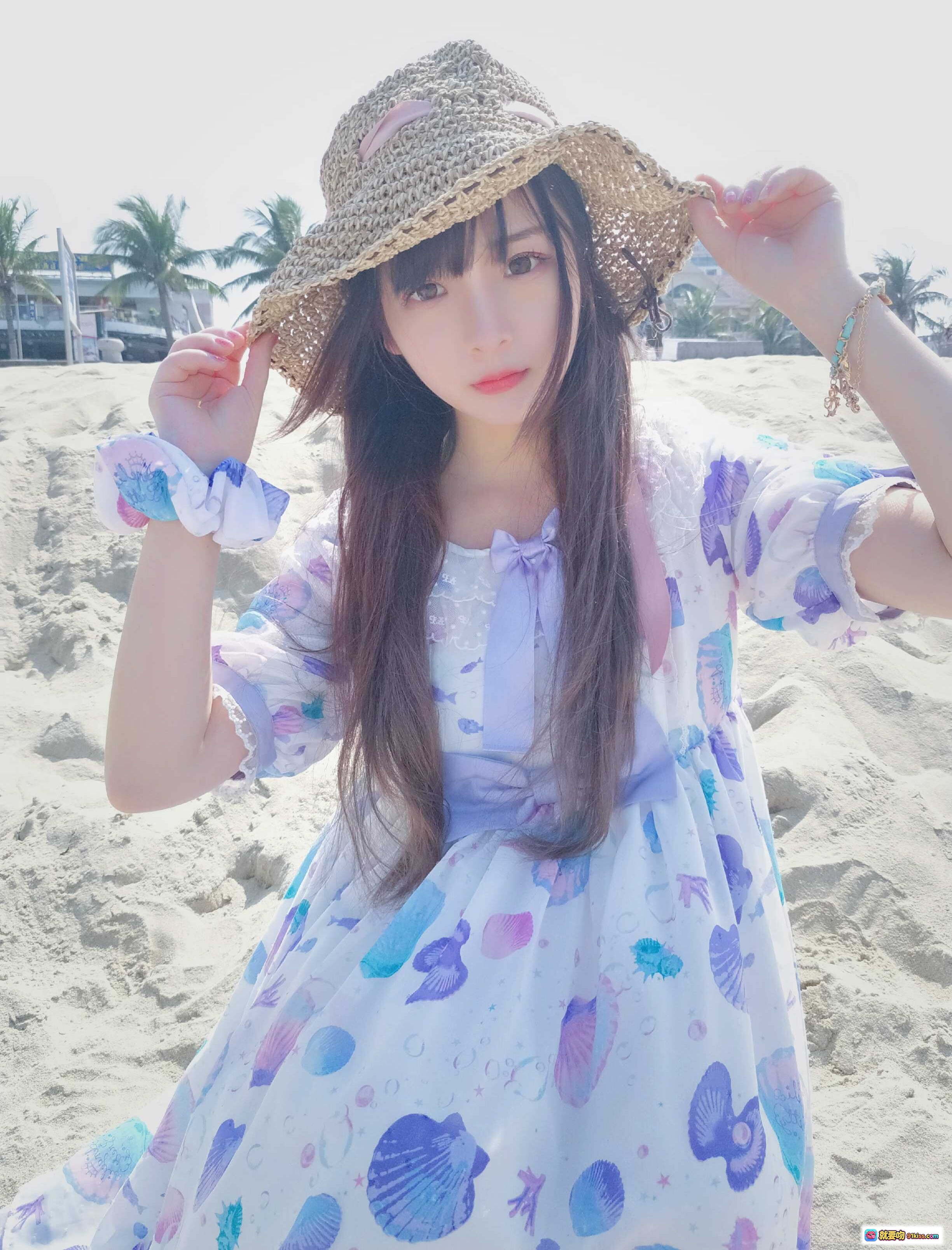 图片[3] - 古川NO.006白贝壳沙滩写真｜草帽洛丽塔裙少女风｜海边度假甜美风穿搭｜10P高清图集 - 就要吻