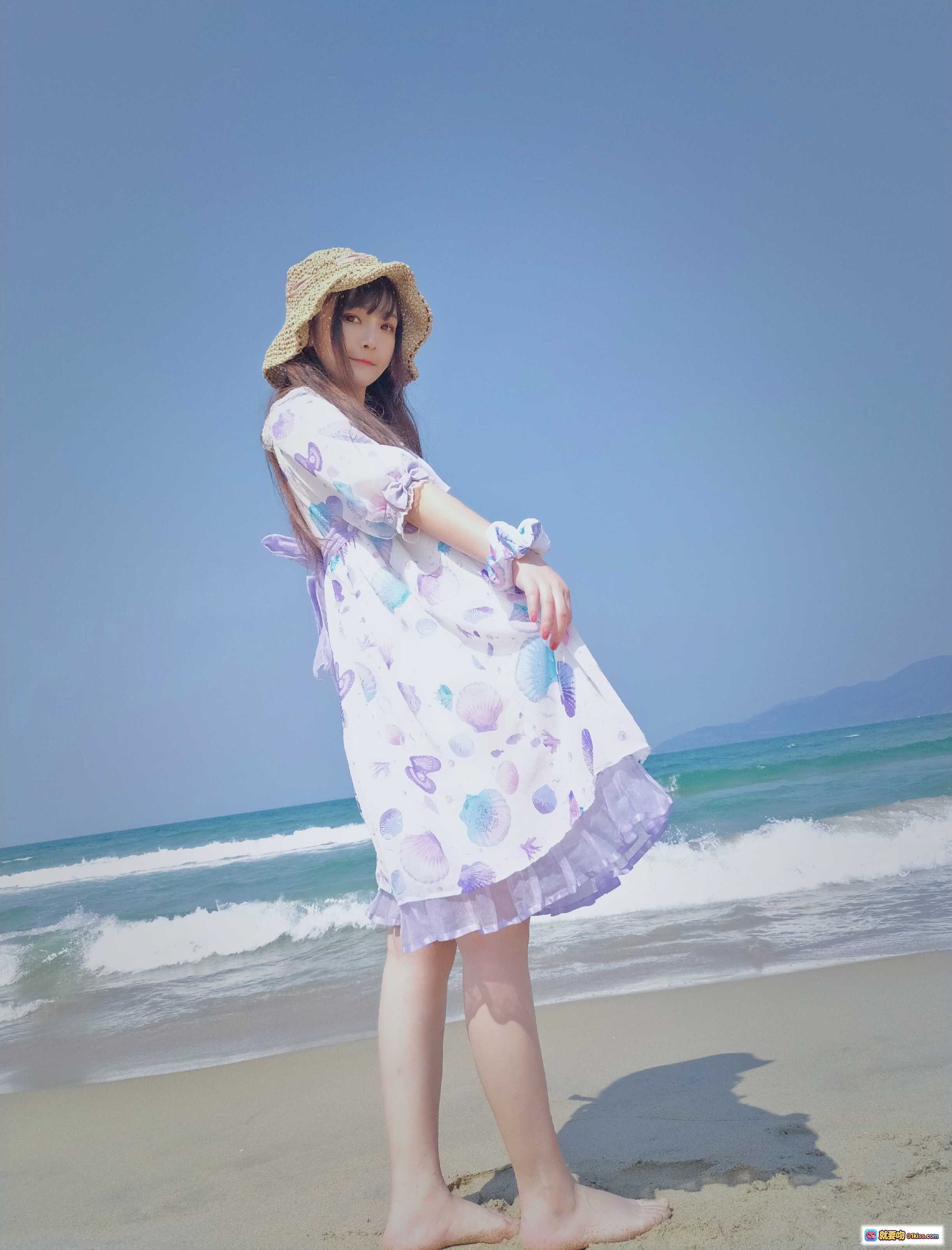 图片[5] - 古川NO.006白贝壳沙滩写真｜草帽洛丽塔裙少女风｜海边度假甜美风穿搭｜10P高清图集 - 就要吻