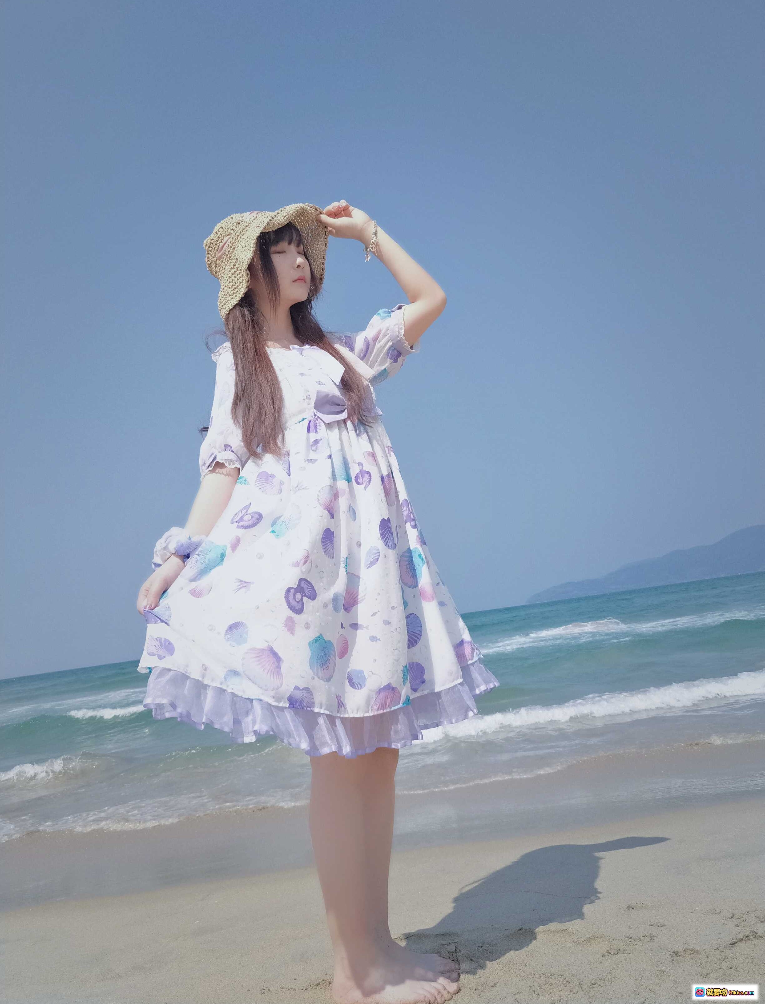 图片[7] - 古川NO.006白贝壳沙滩写真｜草帽洛丽塔裙少女风｜海边度假甜美风穿搭｜10P高清图集 - 就要吻