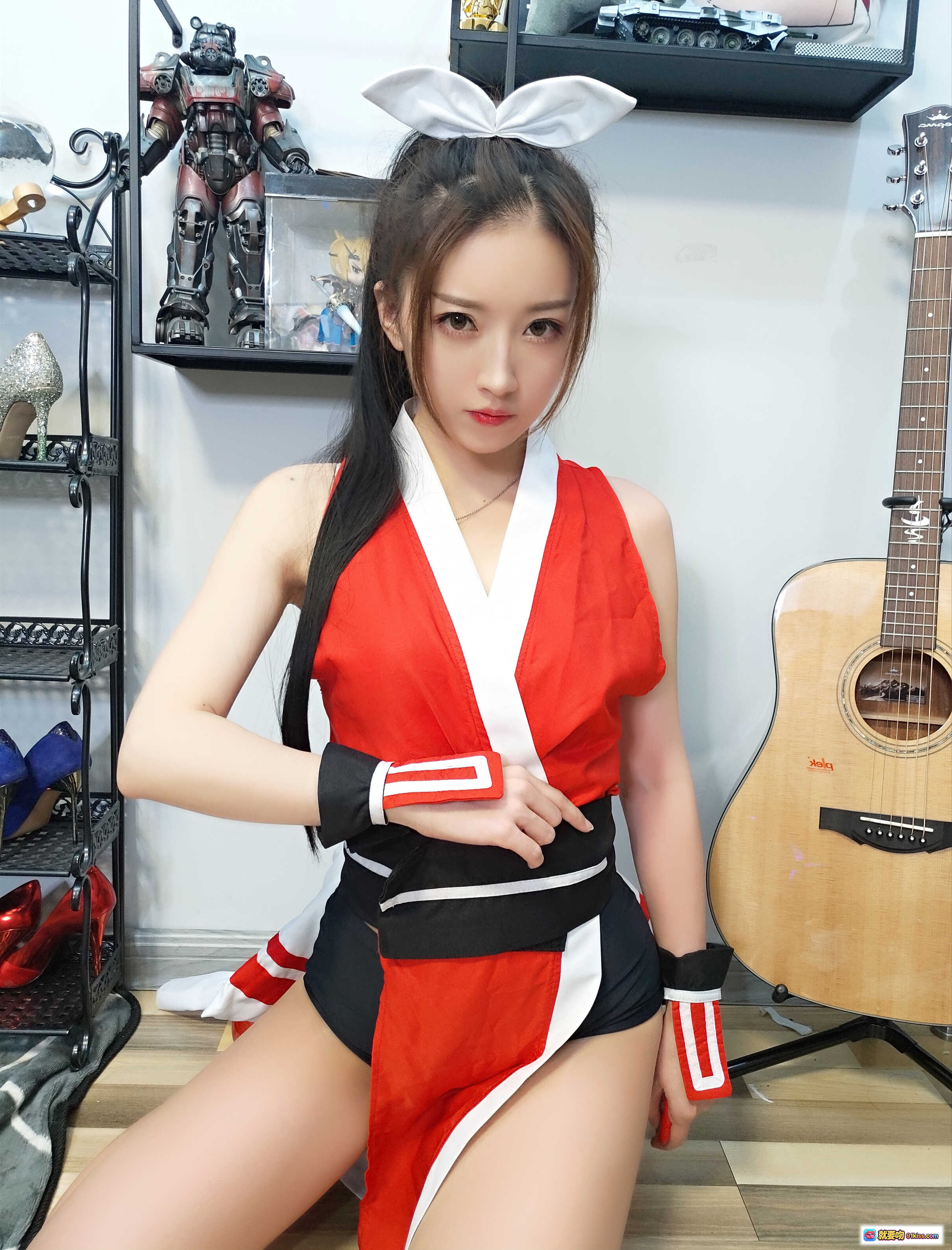 图片[10] - 小女巫露娜COS不知火舞红白战衣兔耳造型性感写真23P高清图集 - 就要吻