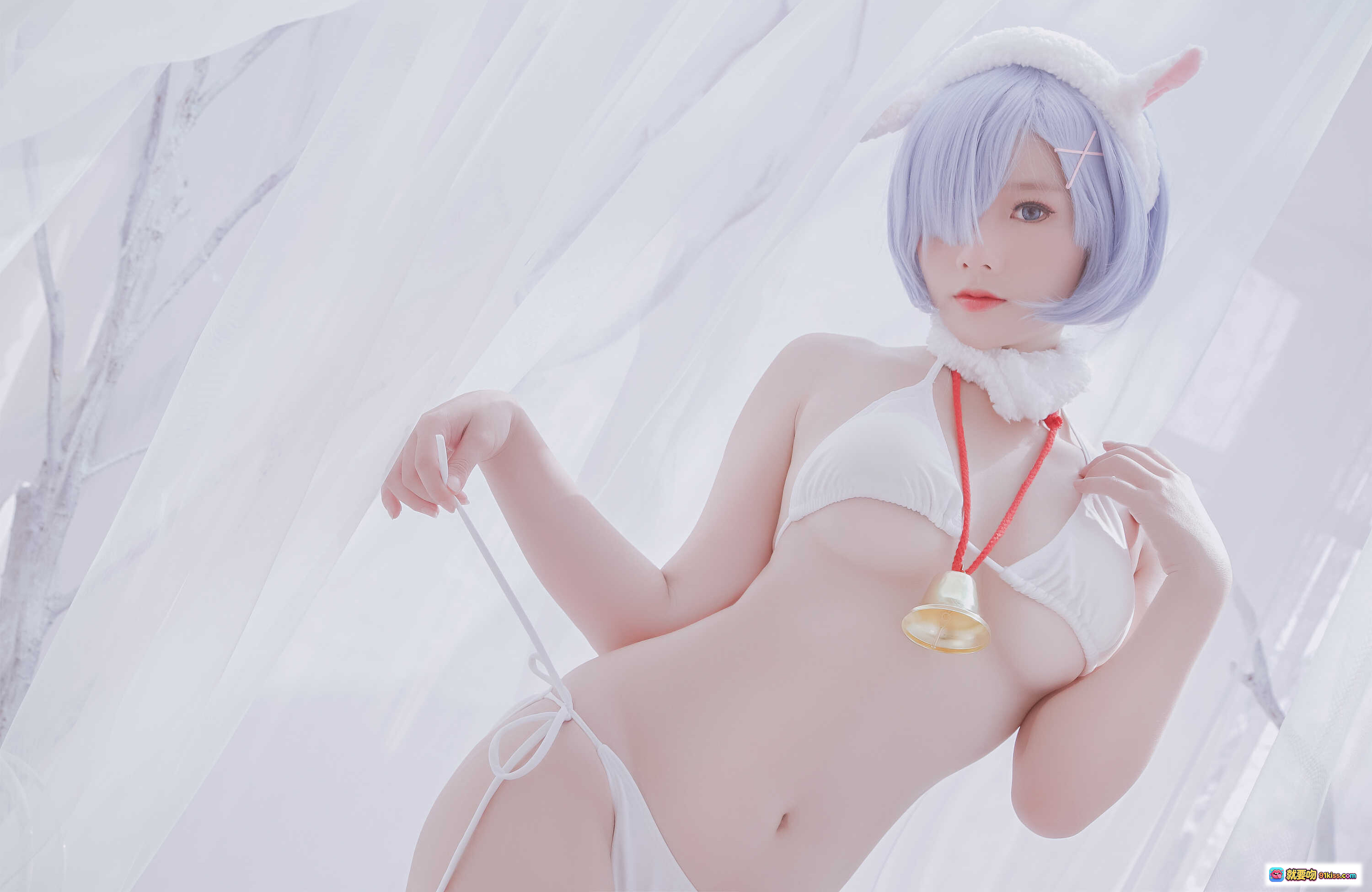 图片[6] - Messie Huang NO.06 Rem the Sheep Cosplay写真｜白裙蓝发少女｜纯欲风性感摆拍｜46P高清图集 - 就要吻