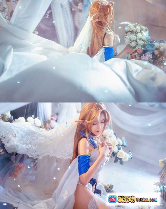 图片[5] - 腐团儿蒂雅娘cos写真｜梦幻婚纱造型｜手持花束唯美场景｜精致妆容长发飘逸｜浪漫氛围感大片 - 就要吻