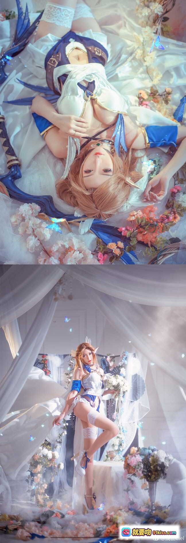 图片[8] - 腐团儿蒂雅娘cos写真｜梦幻婚纱造型｜手持花束唯美场景｜精致妆容长发飘逸｜浪漫氛围感大片 - 就要吻