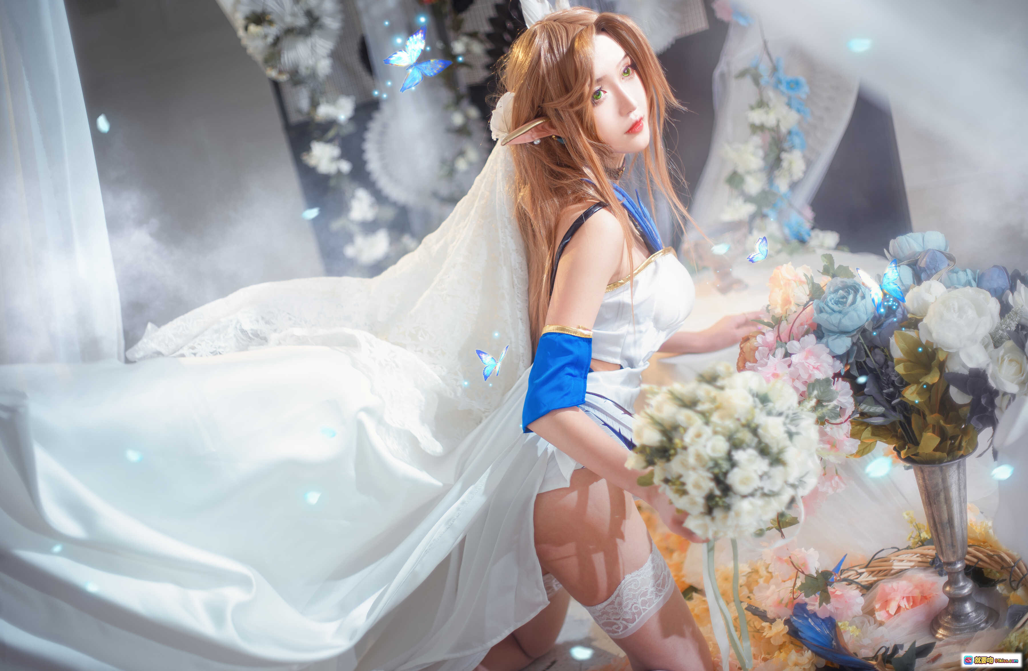 图片[3] - 腐团儿蒂雅娘cos写真｜梦幻婚纱造型｜手持花束唯美场景｜精致妆容长发飘逸｜浪漫氛围感大片 - 就要吻