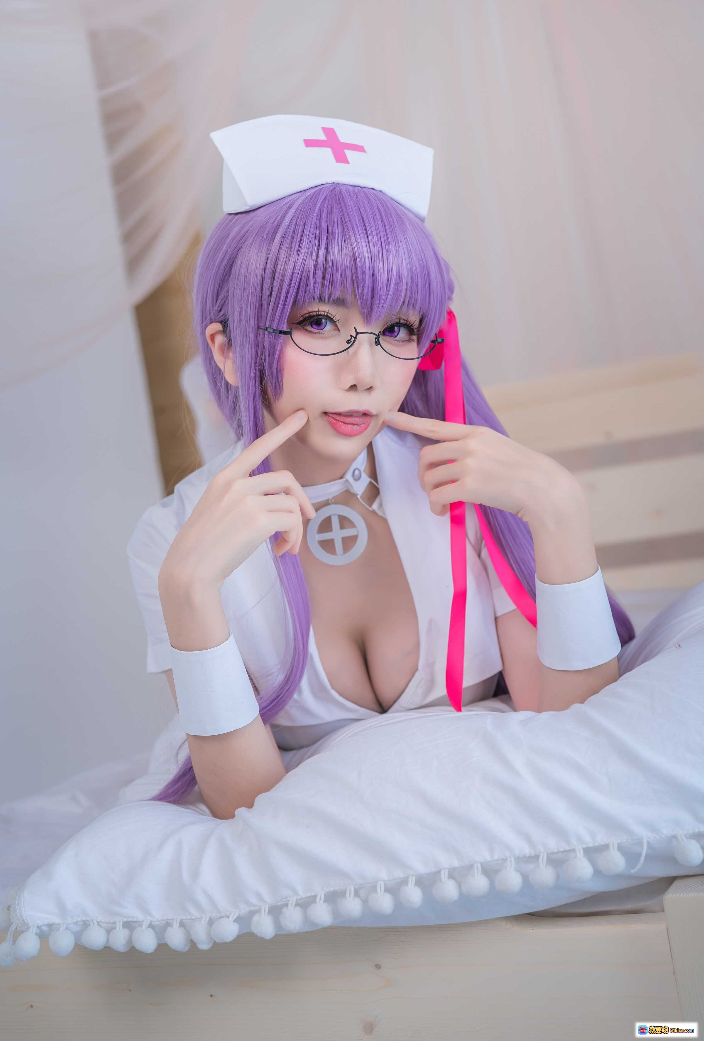 图片[10] - 迷失人形NO.009 BB护士cosplay紫发眼镜白裙窗纱光影写真28P55MB - 就要吻