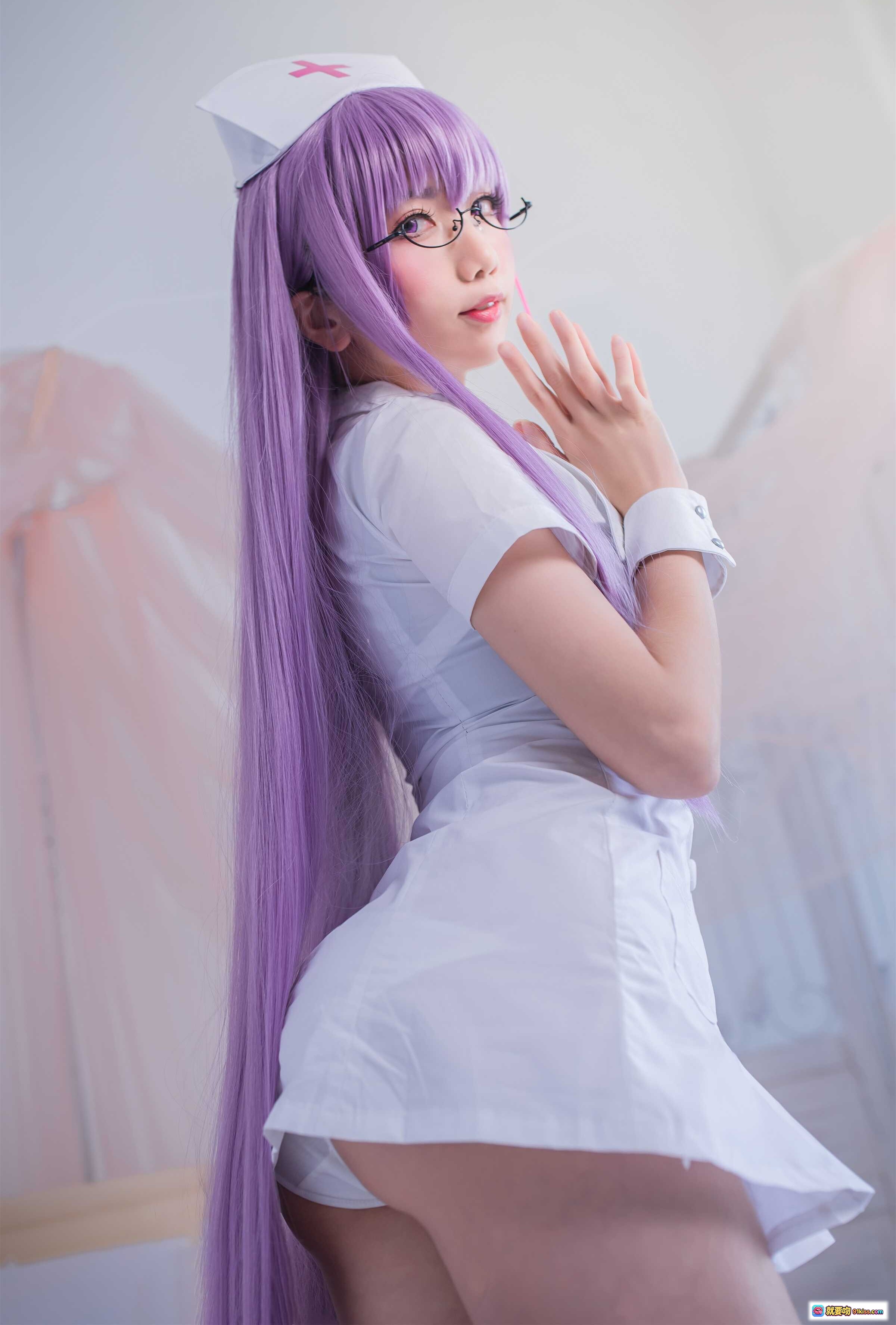 图片[7] - 迷失人形NO.009 BB护士cosplay紫发眼镜白裙窗纱光影写真28P55MB - 就要吻