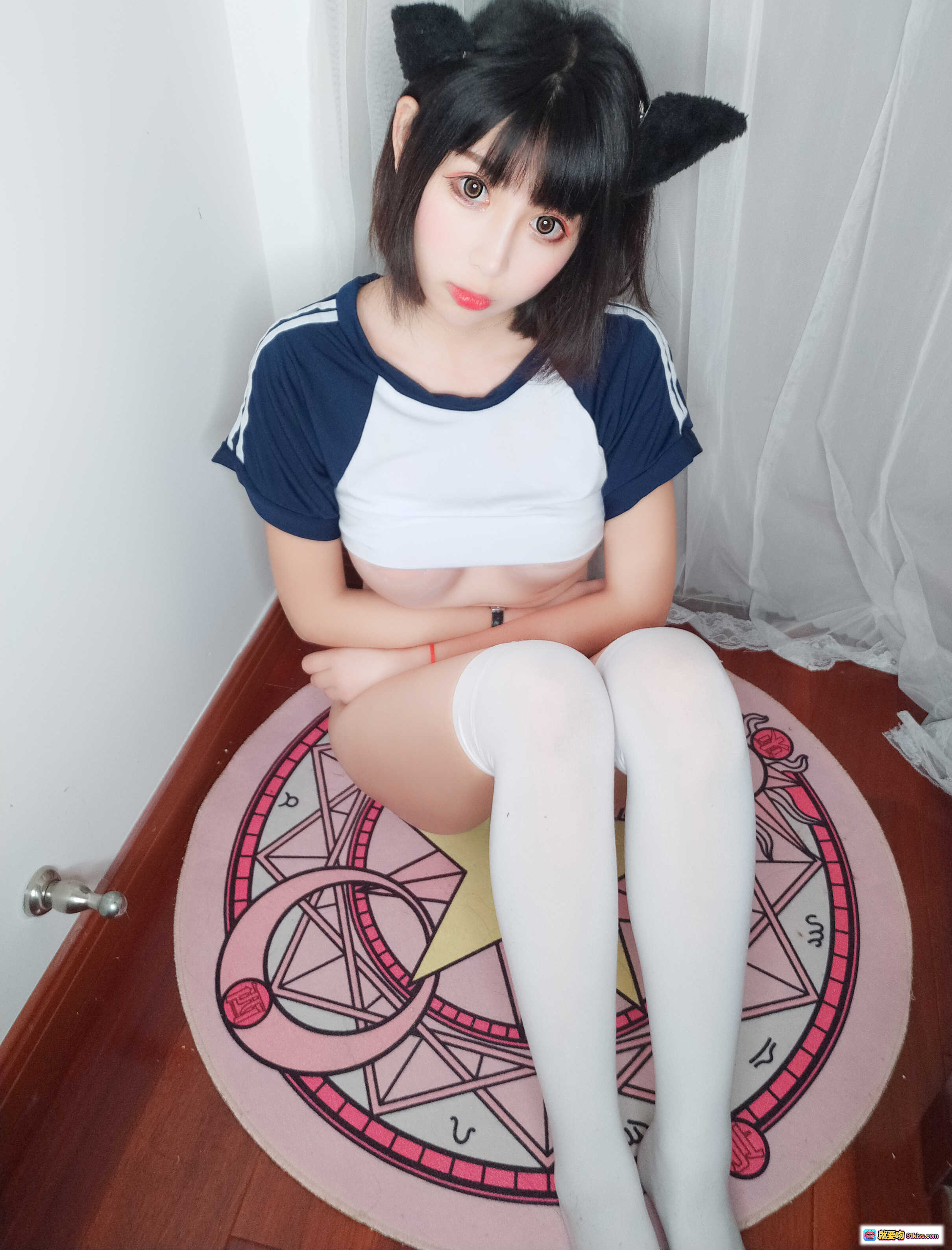 图片[3] - 小酥酱NO.013体操服写真 甜美猫耳少女蓝白短袖露脐装性感比基尼私房照31P高清图集 - 就要吻