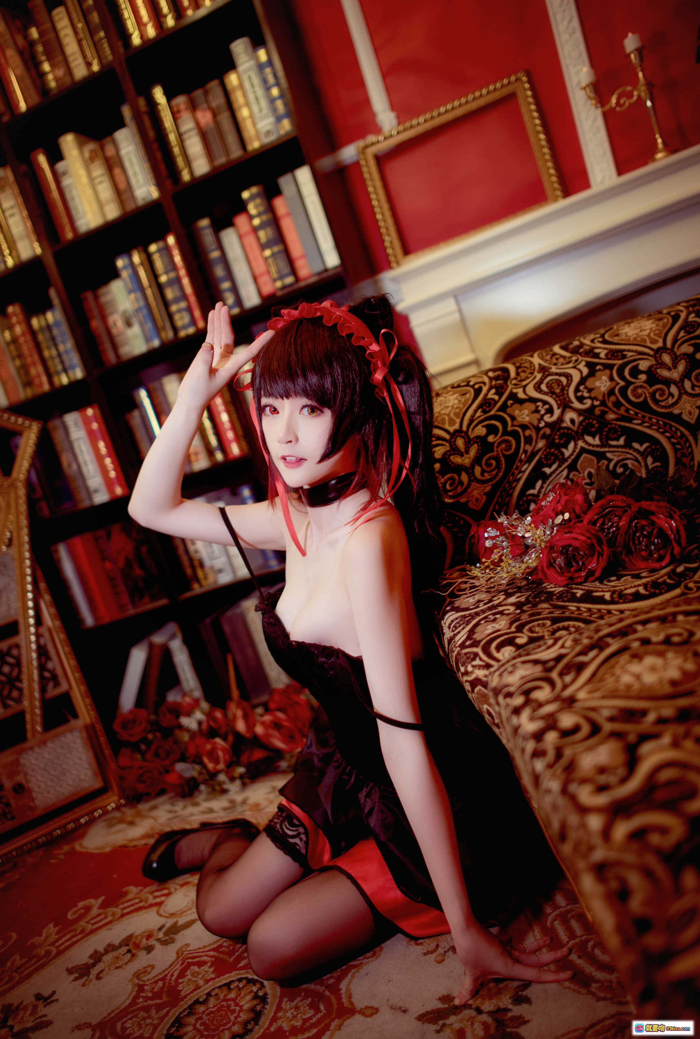 图片[7] - 时崎狂三cosplay黑裙红边造型 金鱼yui NO.012 书房玫瑰地毯写真 11P高清图集 - 就要吻
