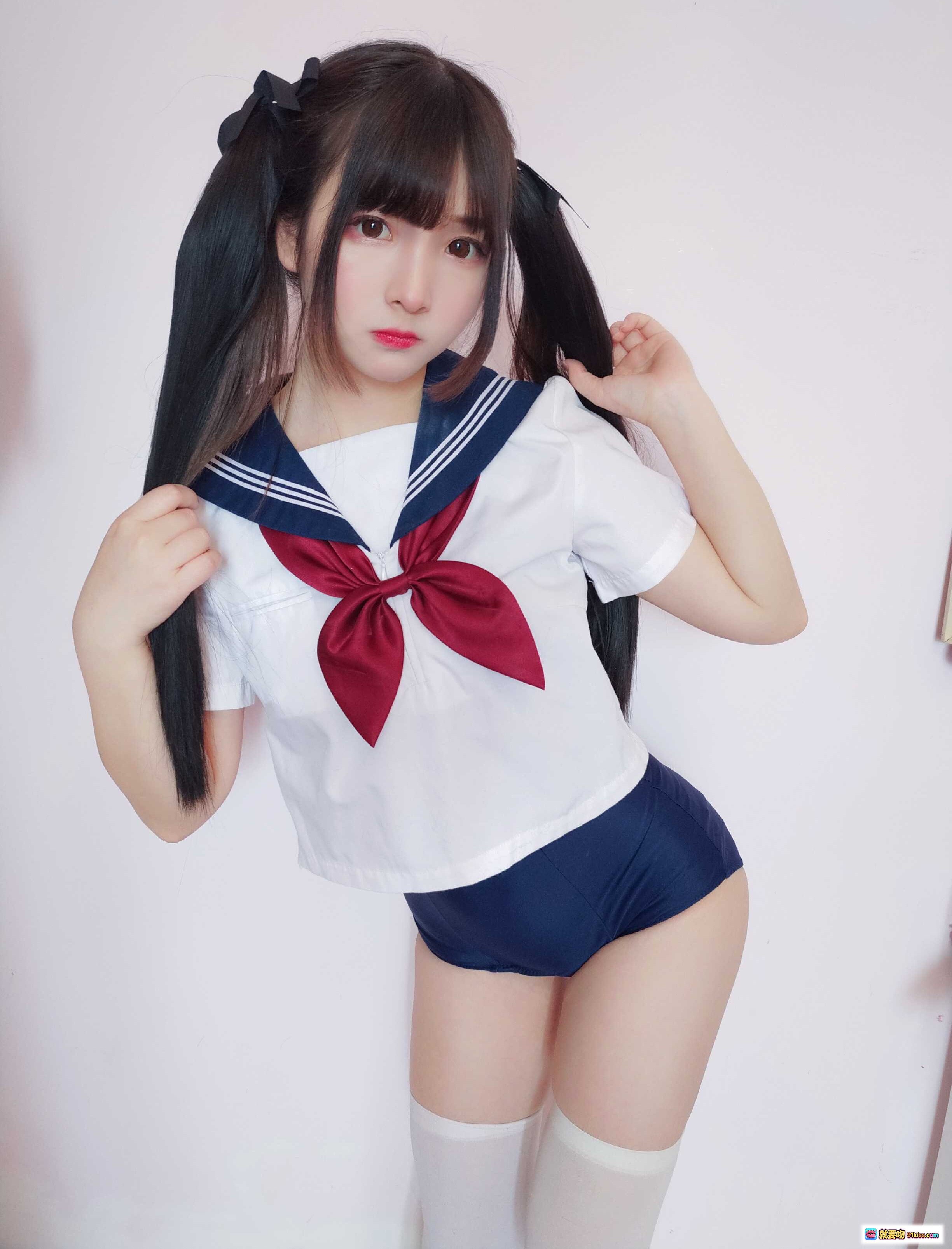 图片[3] - 古川NO.024水手服死库水写真 甜美双马尾白丝美腿少女坐姿高清图集 - 就要吻
