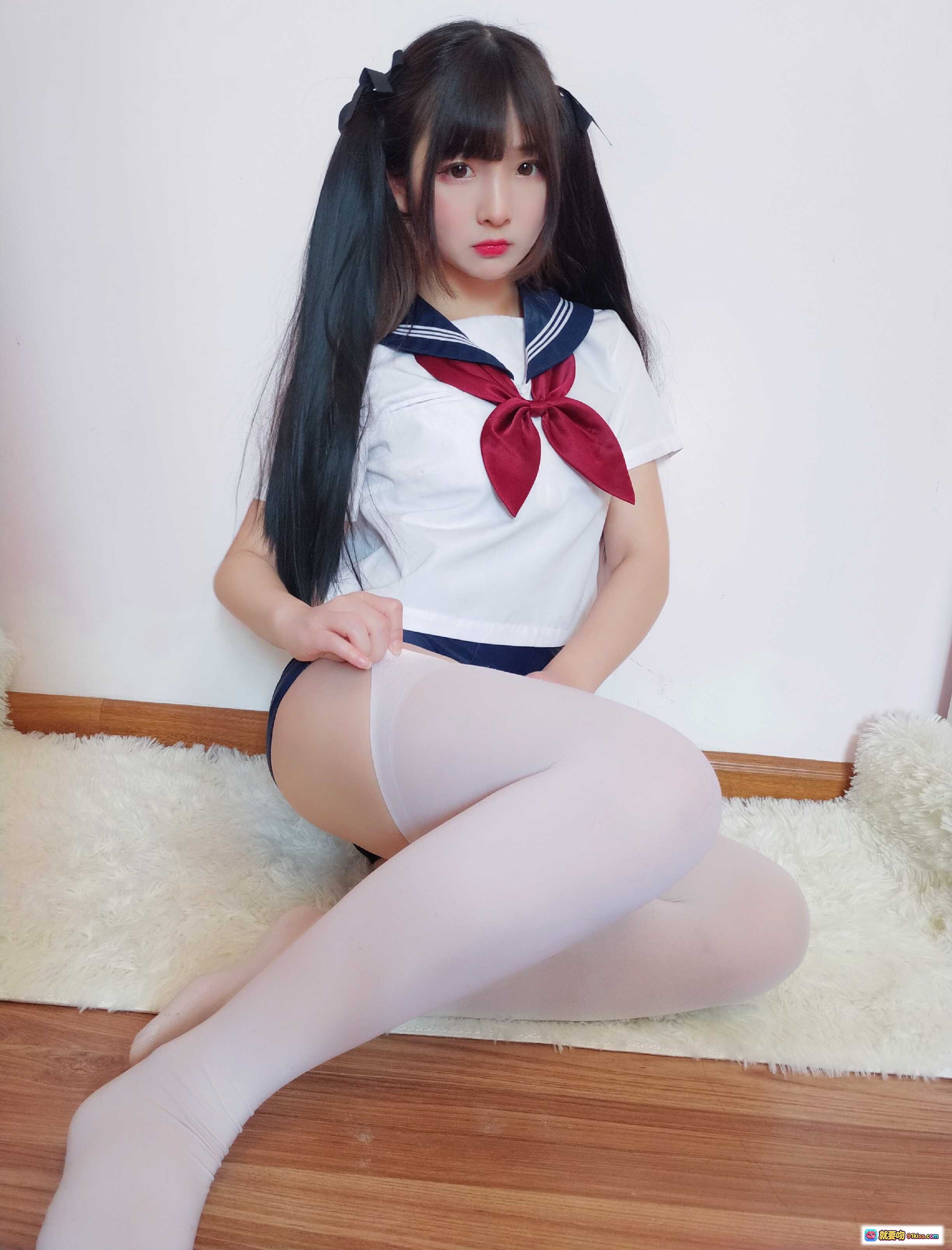 图片[2] - 古川NO.024水手服死库水写真 甜美双马尾白丝美腿少女坐姿高清图集 - 就要吻
