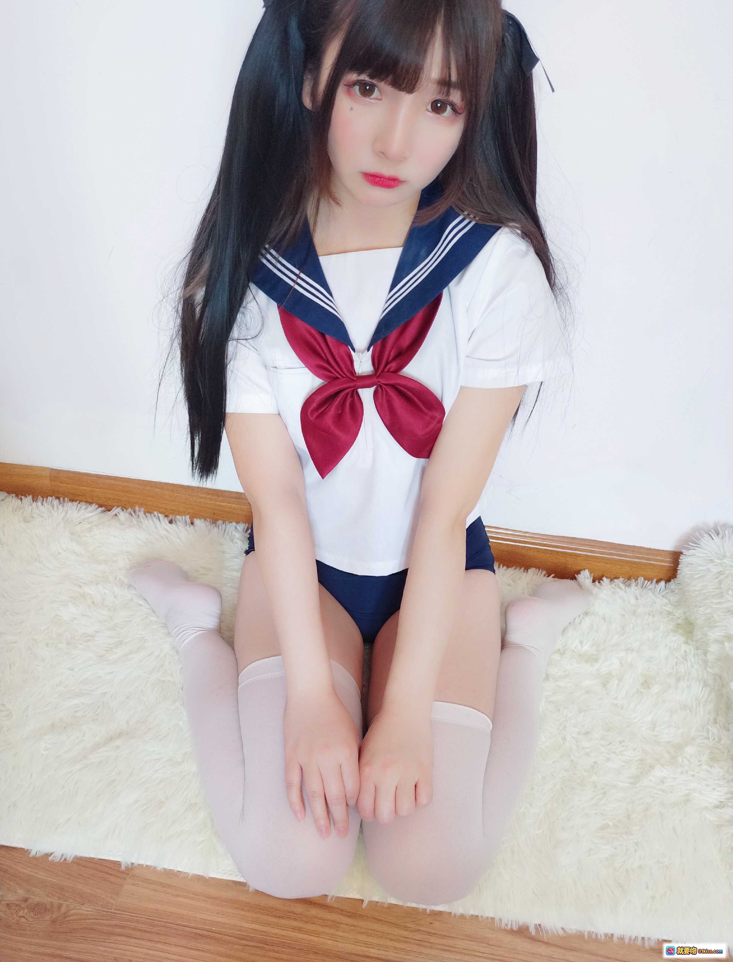 图片[9] - 古川NO.024水手服死库水写真 甜美双马尾白丝美腿少女坐姿高清图集 - 就要吻