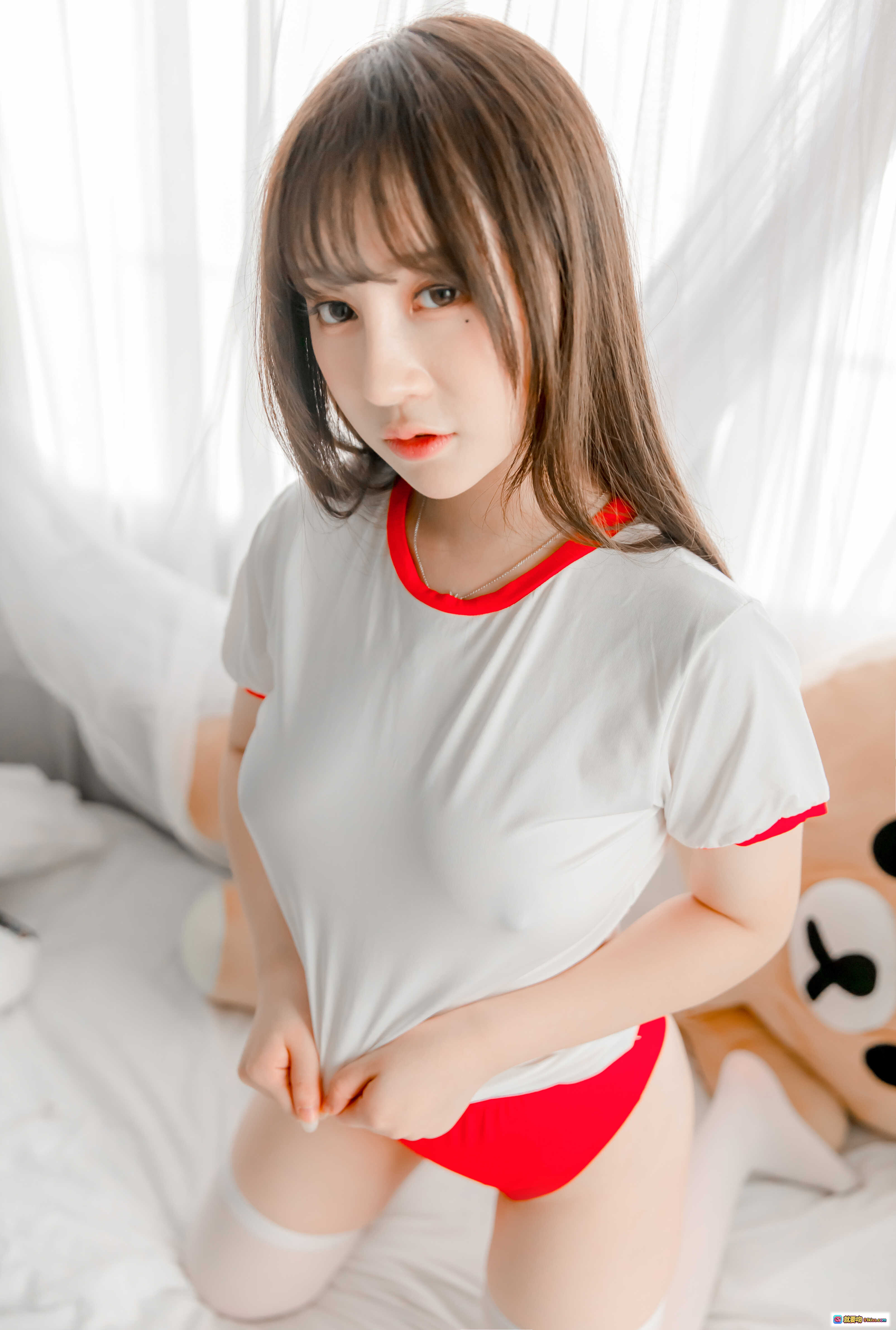 图片[4] - 尤猫醒醒 NO.004 体操服内衣写真 白色丝袜美腿少女床照 清新甜美私房摄影 - 就要吻