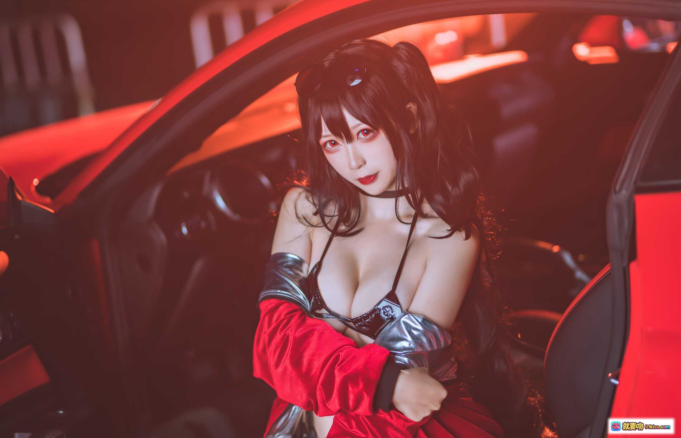 图片[7] - 樱落酱NO.018大凤赛车2写真｜红衣黑发美女Cosplay夜景汽车摄影｜17P高清图集 - 就要吻