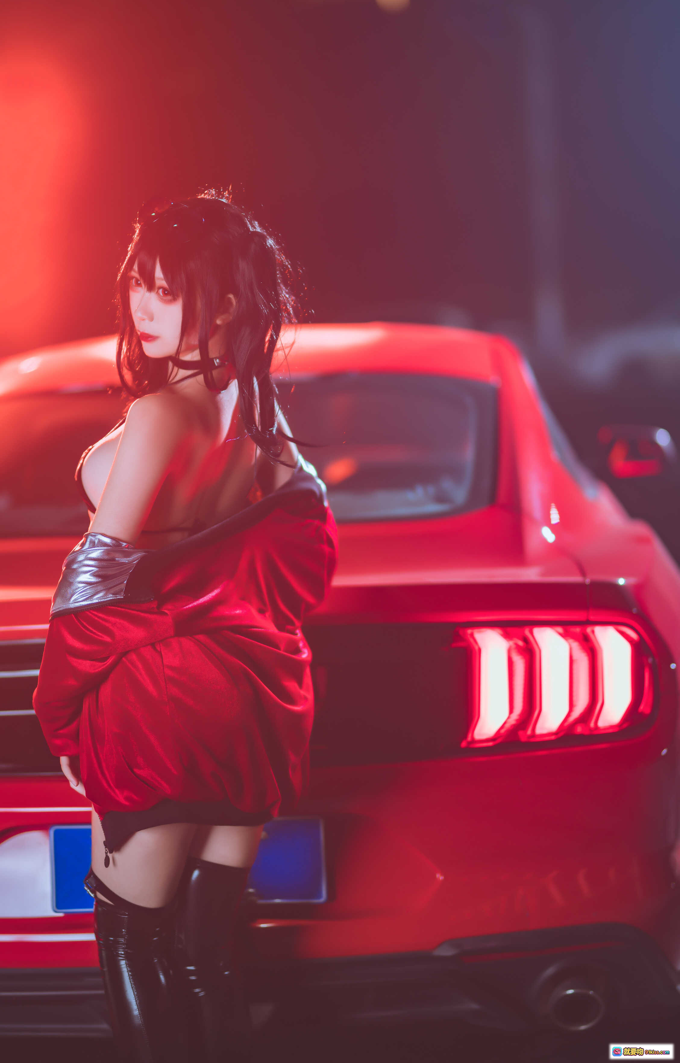 图片[10] - 樱落酱NO.018大凤赛车2写真｜红衣黑发美女Cosplay夜景汽车摄影｜17P高清图集 - 就要吻