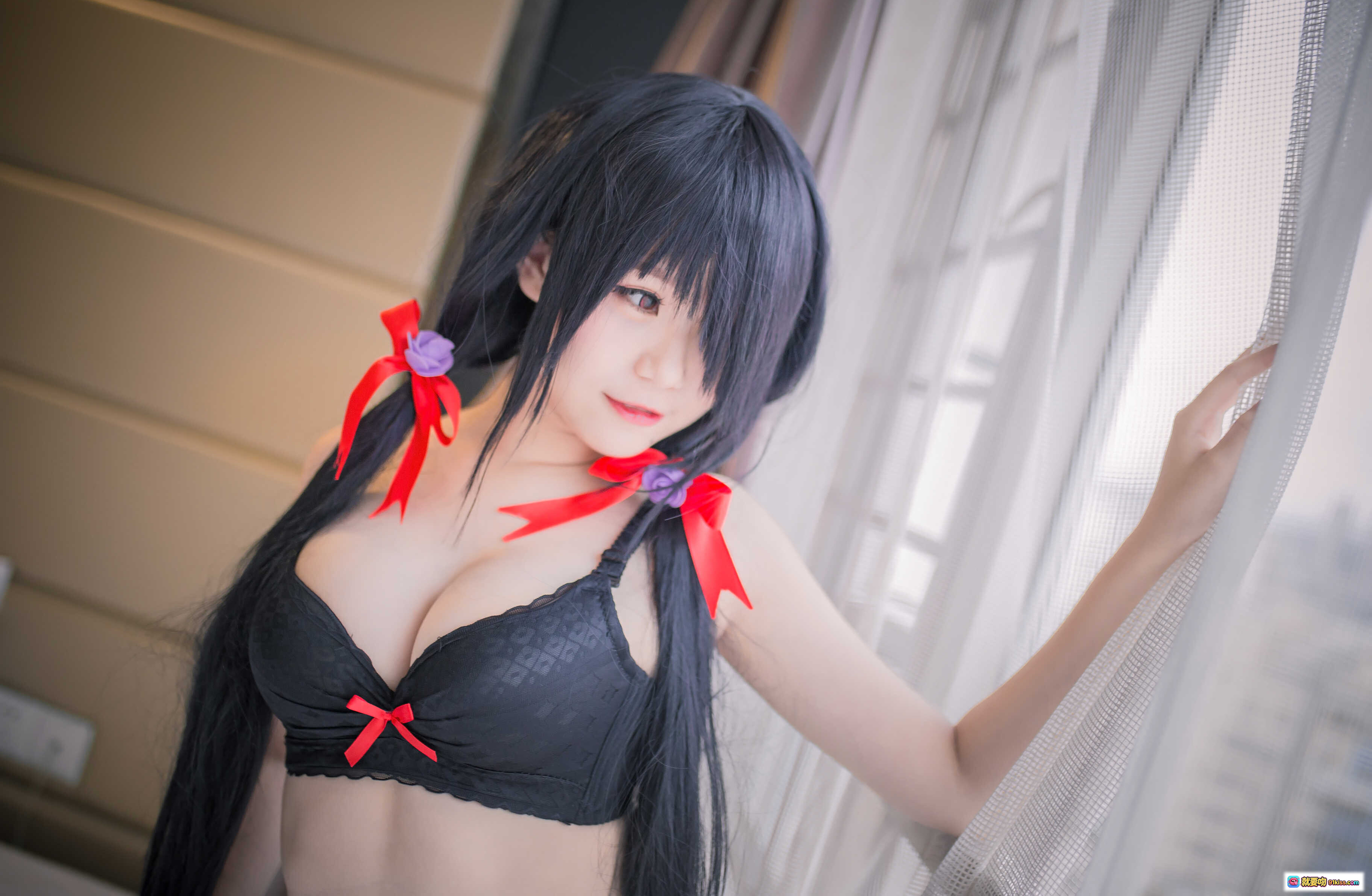 图片[10] - Yoko宅夏NO.007狂三内衣写真 30P高清黑红蕾丝性感cosplay美腿吊袜带私房摄影 - 就要吻