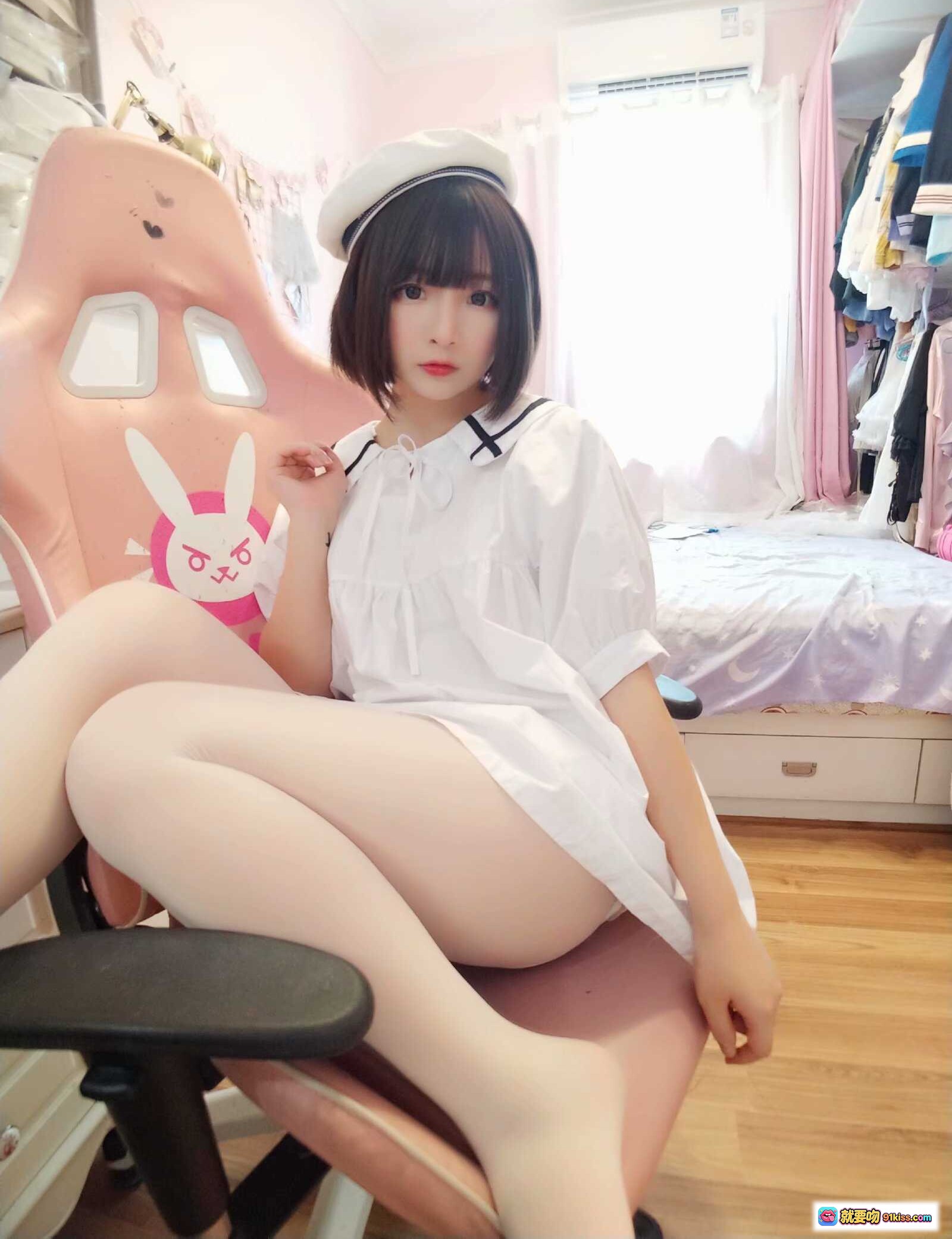 图片[3] - 古川定制VOL.010 | 白色女仆装少女写真 | 55P高清图集 | 可爱短发+蕾丝边裙装 | 室内私房风格 - 就要吻