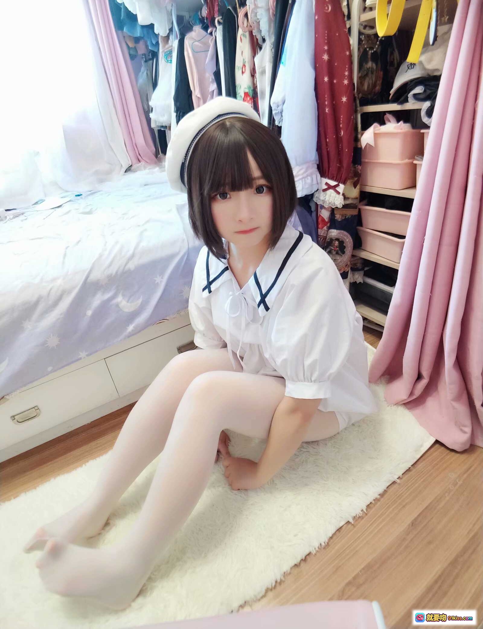 图片[6] - 古川定制VOL.010 | 白色女仆装少女写真 | 55P高清图集 | 可爱短发+蕾丝边裙装 | 室内私房风格 - 就要吻