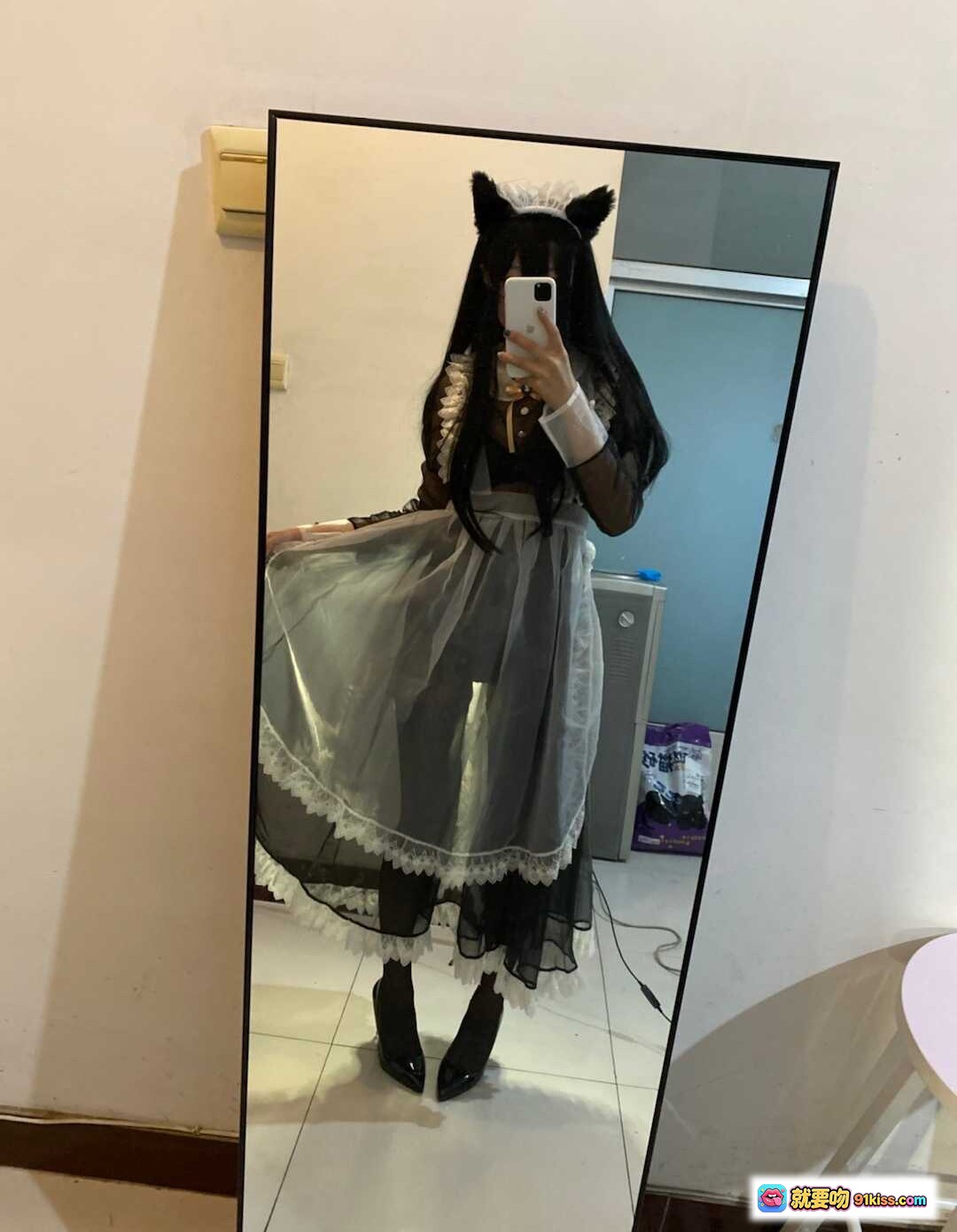 图片[3] - 佳佳好难啊VOL.16 黑长直双马尾蕾丝女仆装猫耳写真 cosplay美少女私房照 - 就要吻