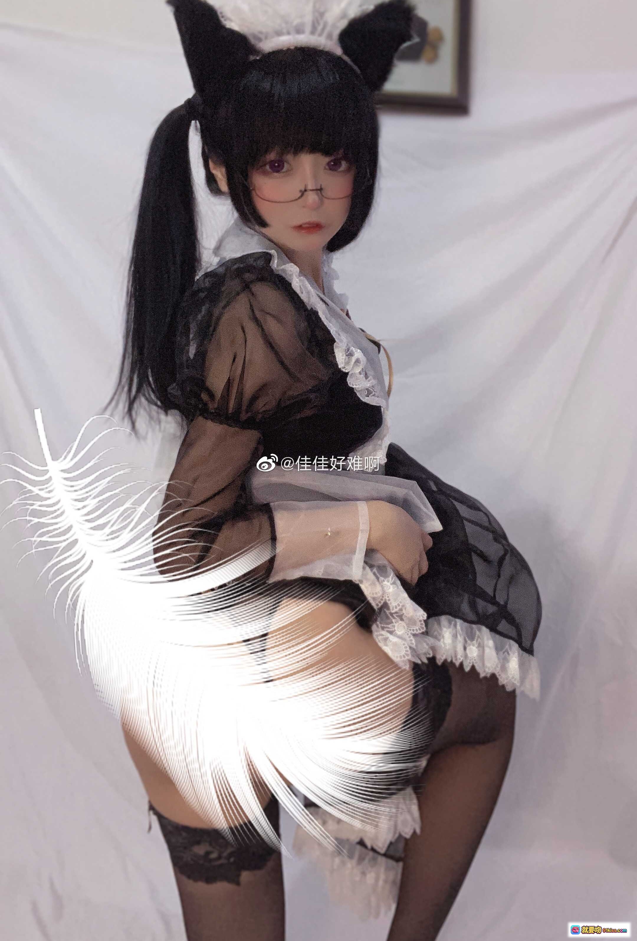 图片[6] - 佳佳好难啊VOL.16 黑长直双马尾蕾丝女仆装猫耳写真 cosplay美少女私房照 - 就要吻