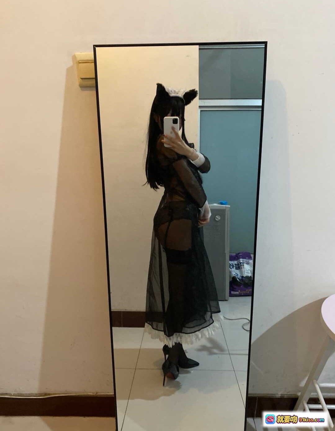 图片[7] - 佳佳好难啊VOL.16 黑长直双马尾蕾丝女仆装猫耳写真 cosplay美少女私房照 - 就要吻