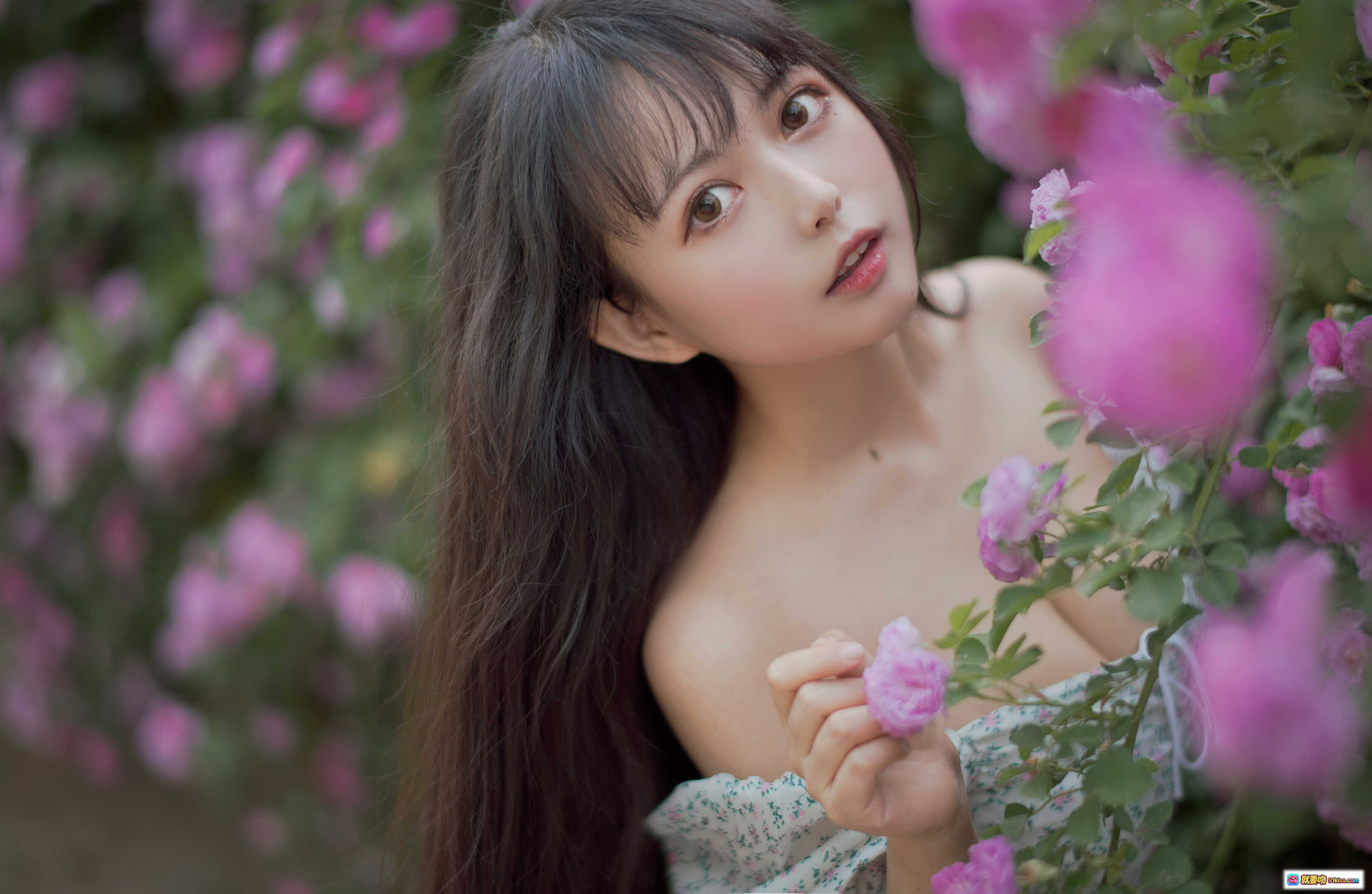 图片[10] - 黑猫猫OvO NO.023 蔷薇2写真 | 清新少女花园外拍 | 碎花裙温柔侧颜 | 自然光柔美氛围 | 27P高清图集 - 就要吻