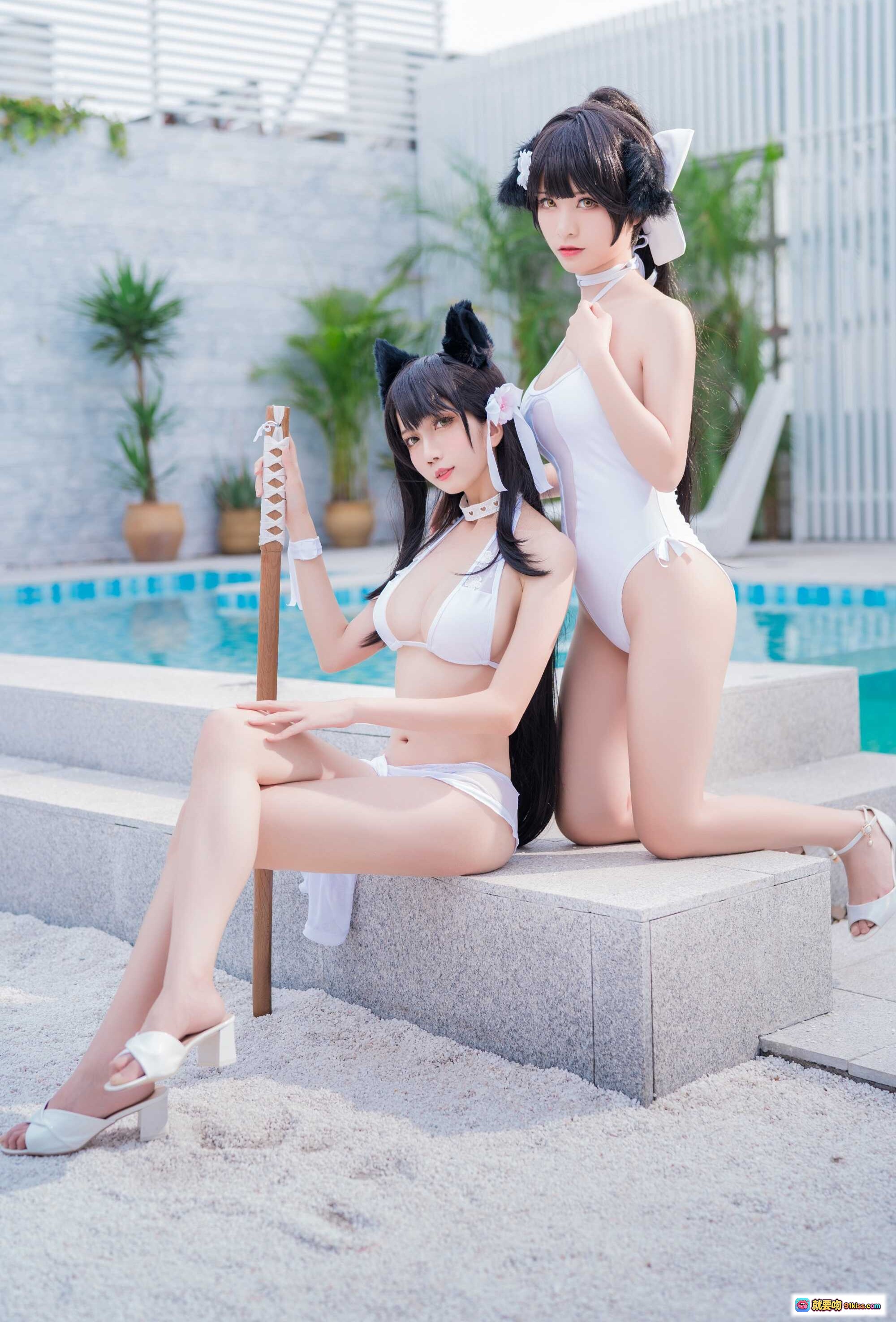 图片[7] - 迷失人形NO.006犬Cosplay写真｜白制服猫耳少女持刀剑黑丝蕾丝袜室内拍摄 - 就要吻