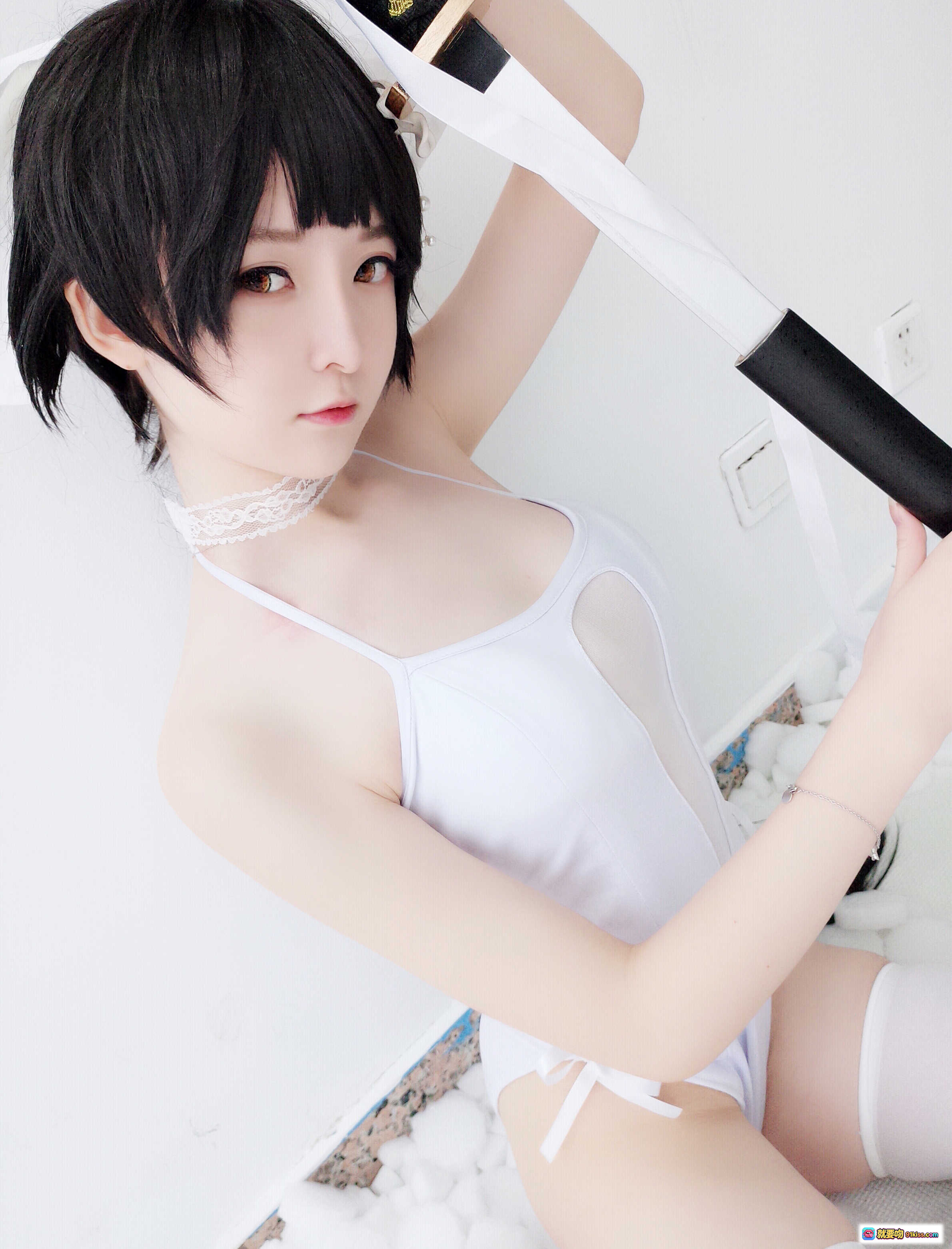 图片[7] - 一小央泽NO.021高雄泳装写真-白裙短发持剑少女Cosplay美图19P - 就要吻