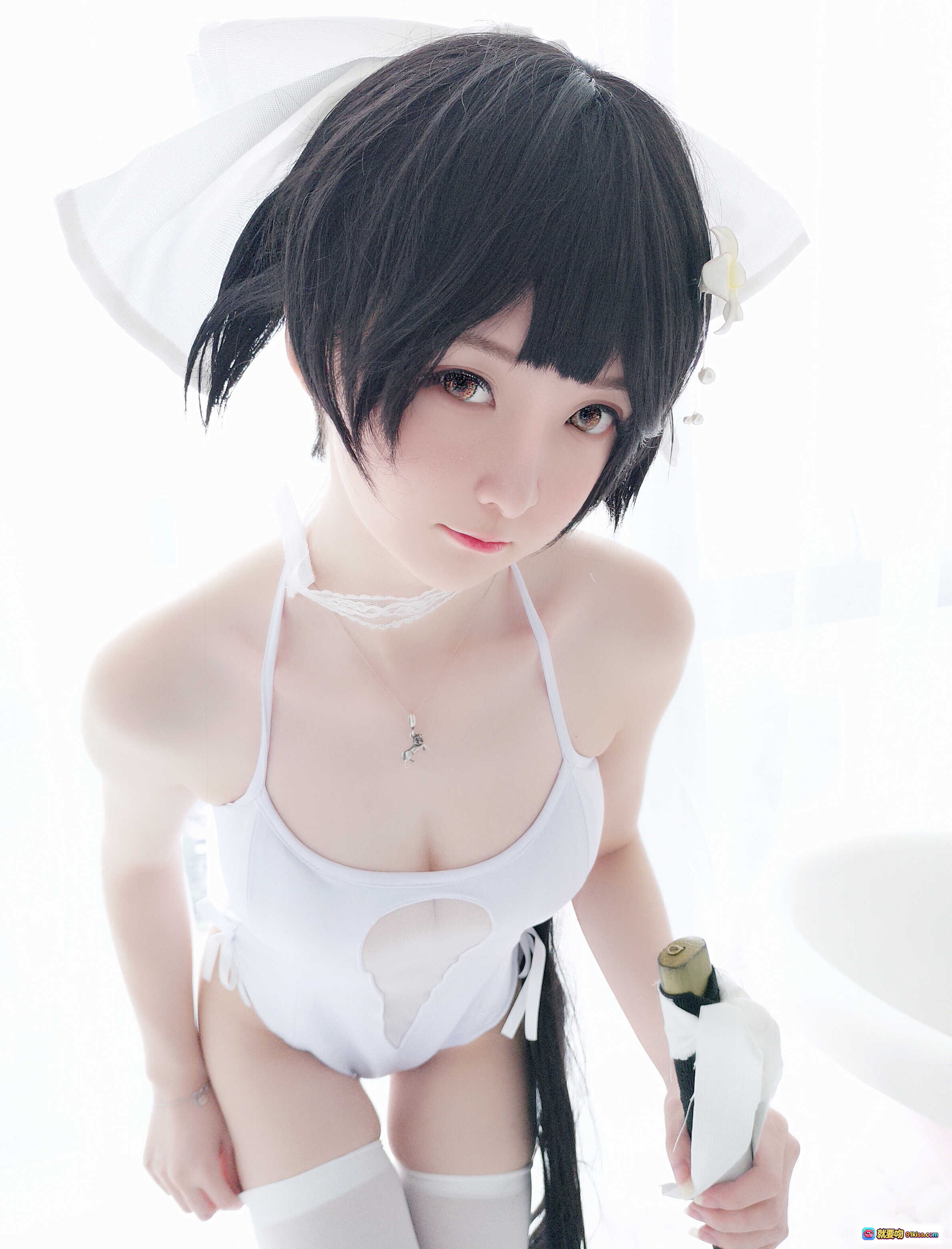 图片[10] - 一小央泽NO.021高雄泳装写真-白裙短发持剑少女Cosplay美图19P - 就要吻