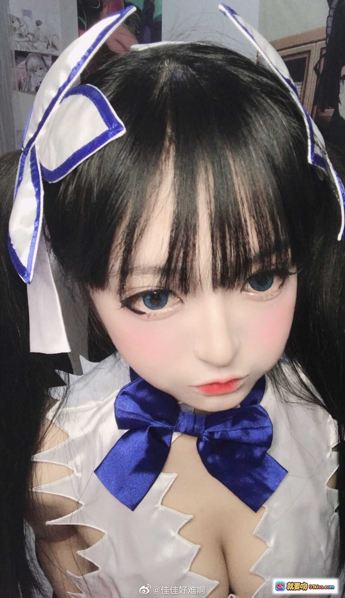 图片[3] - 佳佳好难啊VOL.32 赫斯缇雅cosplay 地下城寻求邂逅是否搞错了什么 白蓝女仆装 萌系妆容 二次元角色扮演 精致还原 - 就要吻