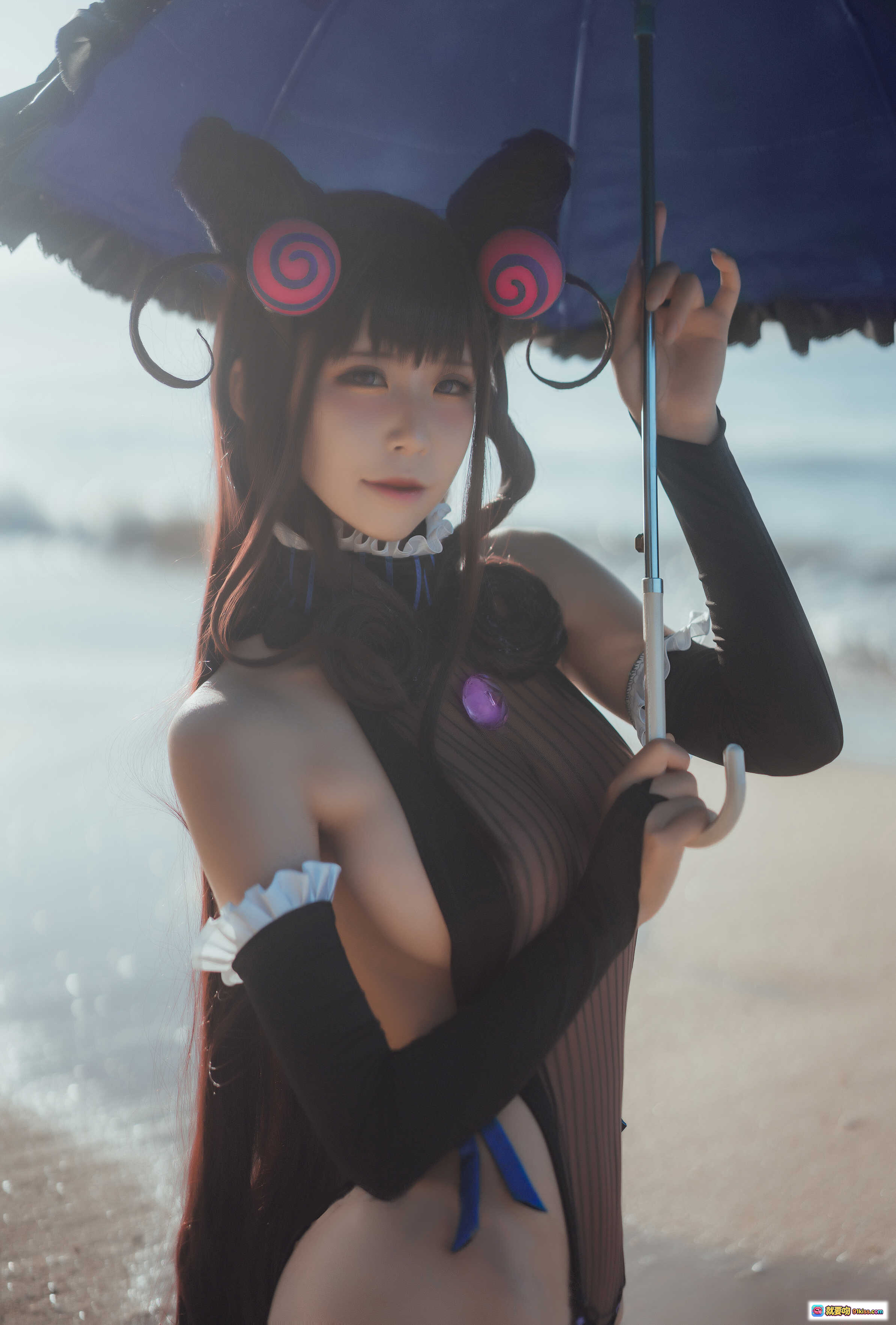 图片[6] - 爱老师紫式部cos泳装海边撑蓝伞写真 12P高清图集 - 就要吻
